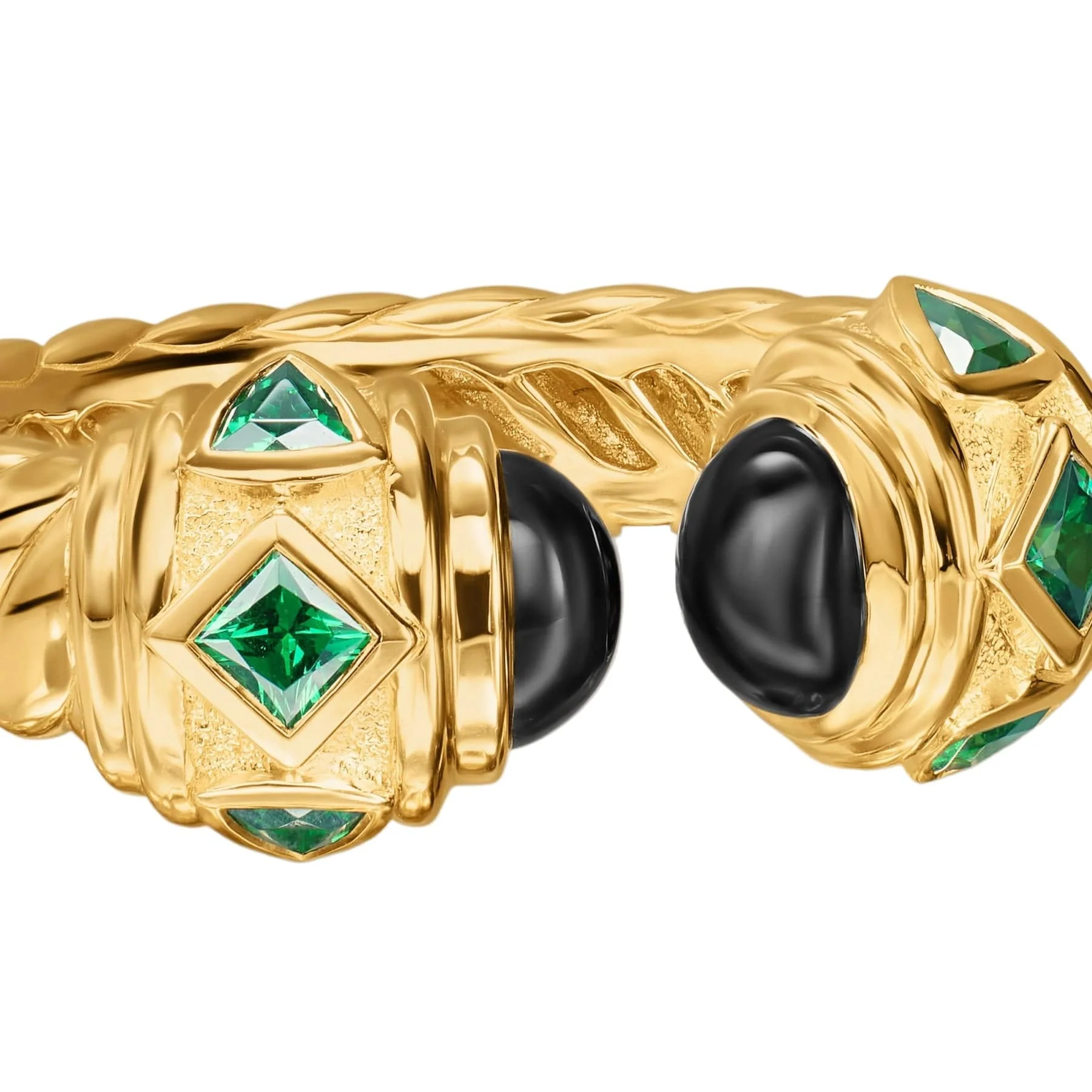 Renaissance® Color Ring 18K Yellow Gold with Black Onyx and Tsavorites, 9.9mm - Image 4