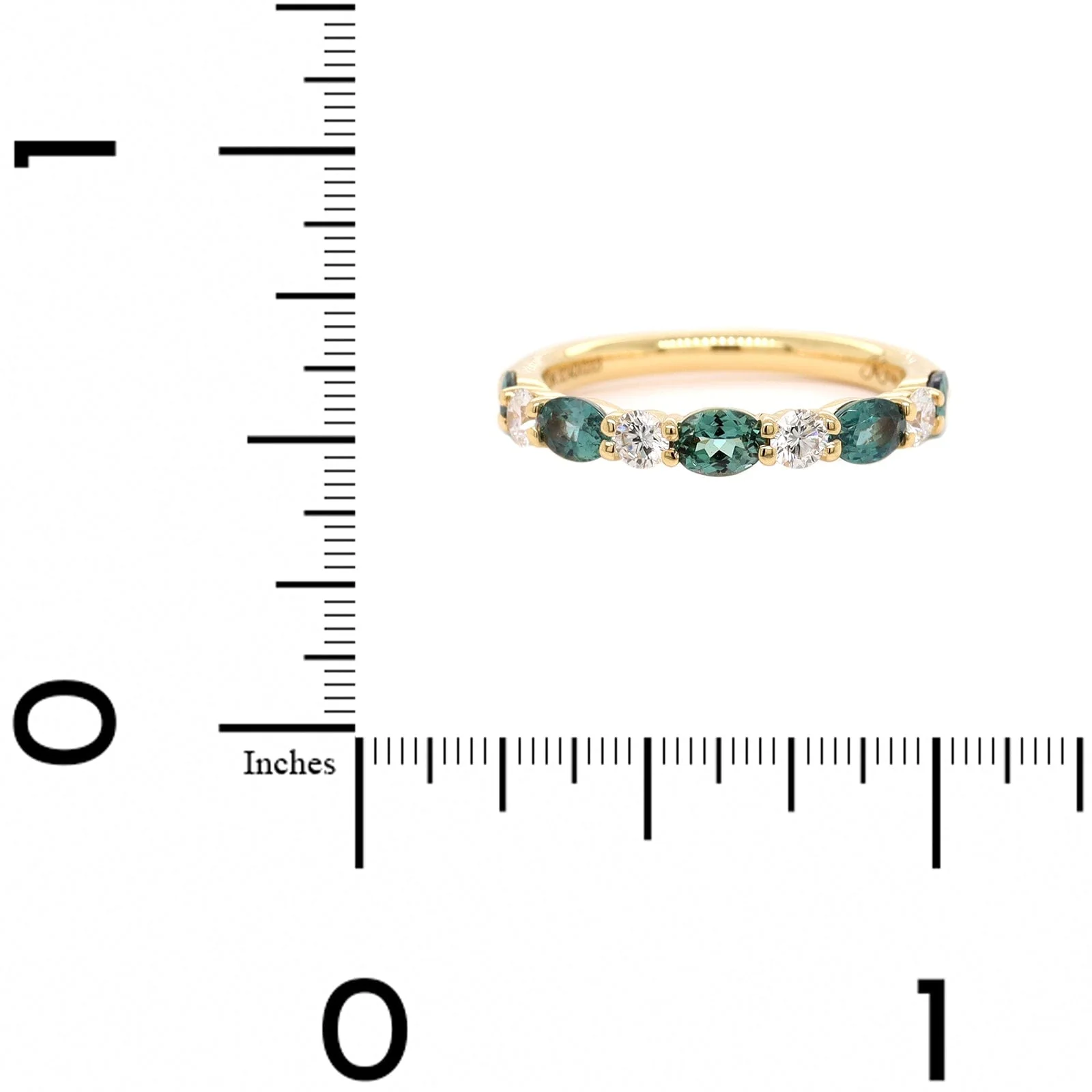 18K Yellow Gold Alternating Oval Alexandrite and Round Diamond Band - Image 4