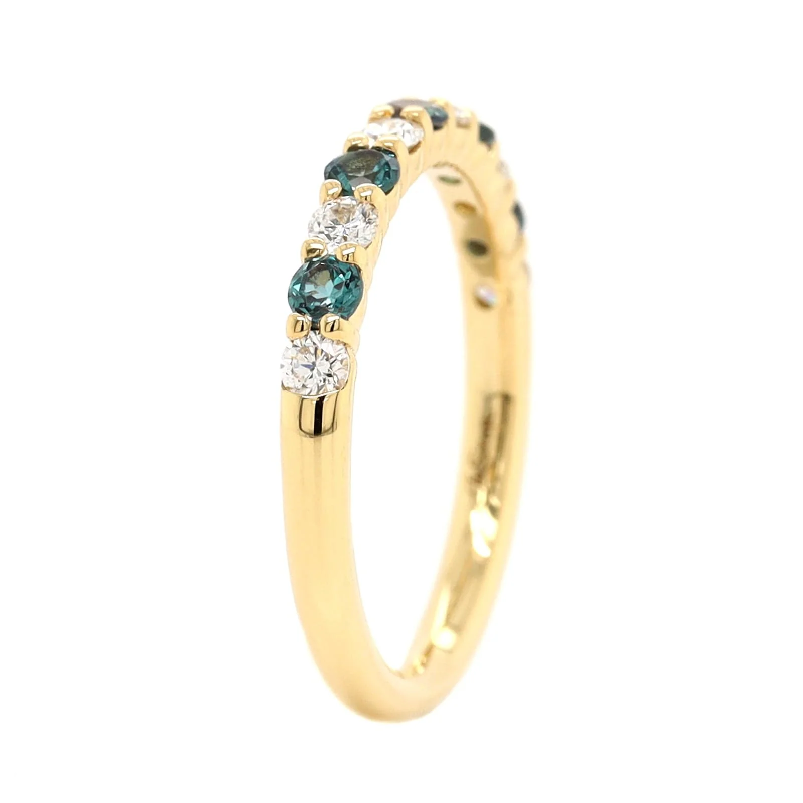 18K Yellow Gold Alternating Alexandrite and Diamond Band - Image 2