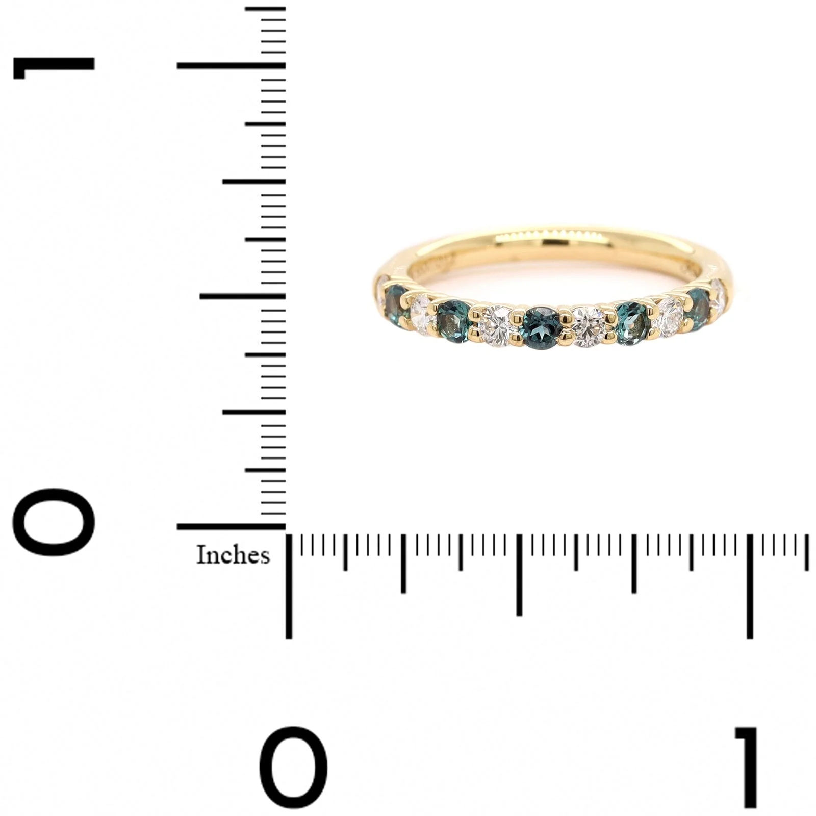 18K Yellow Gold Alternating Alexandrite and Diamond Band - Image 4