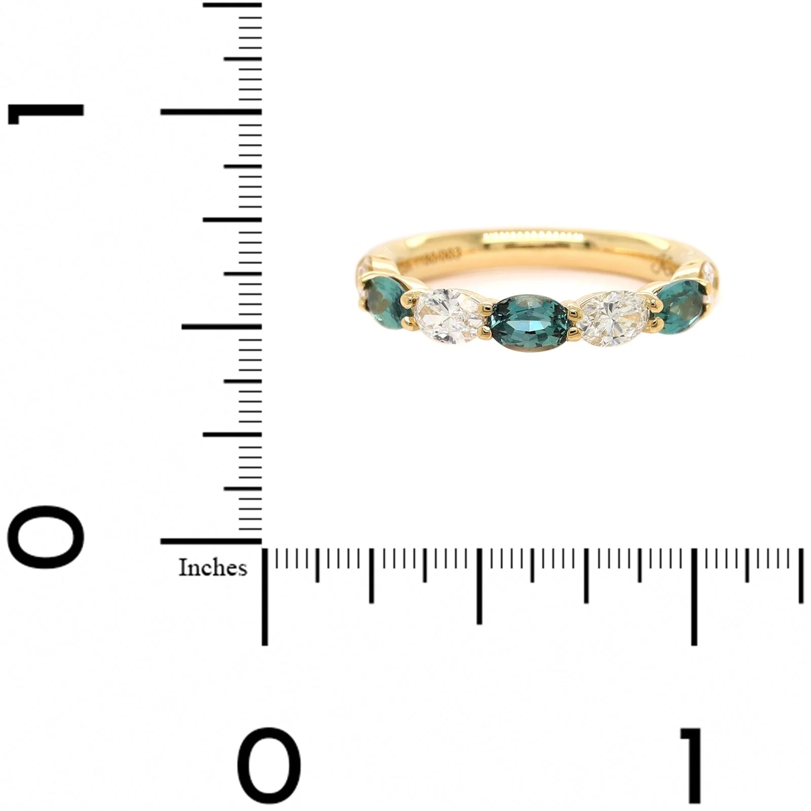 18K Yellow Gold Alternating Oval Alexandrite and Diamond Band - Image 4