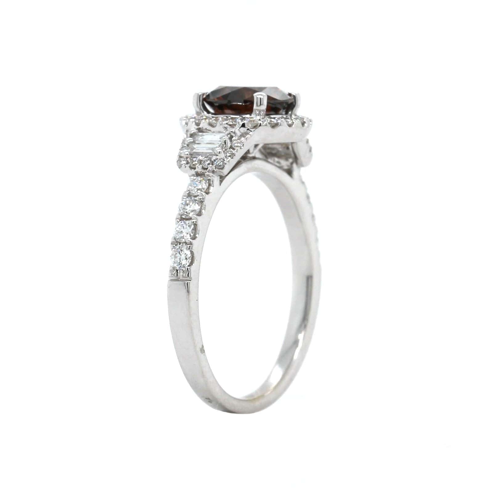18K White Gold Brown Diamond Ring - Image 2