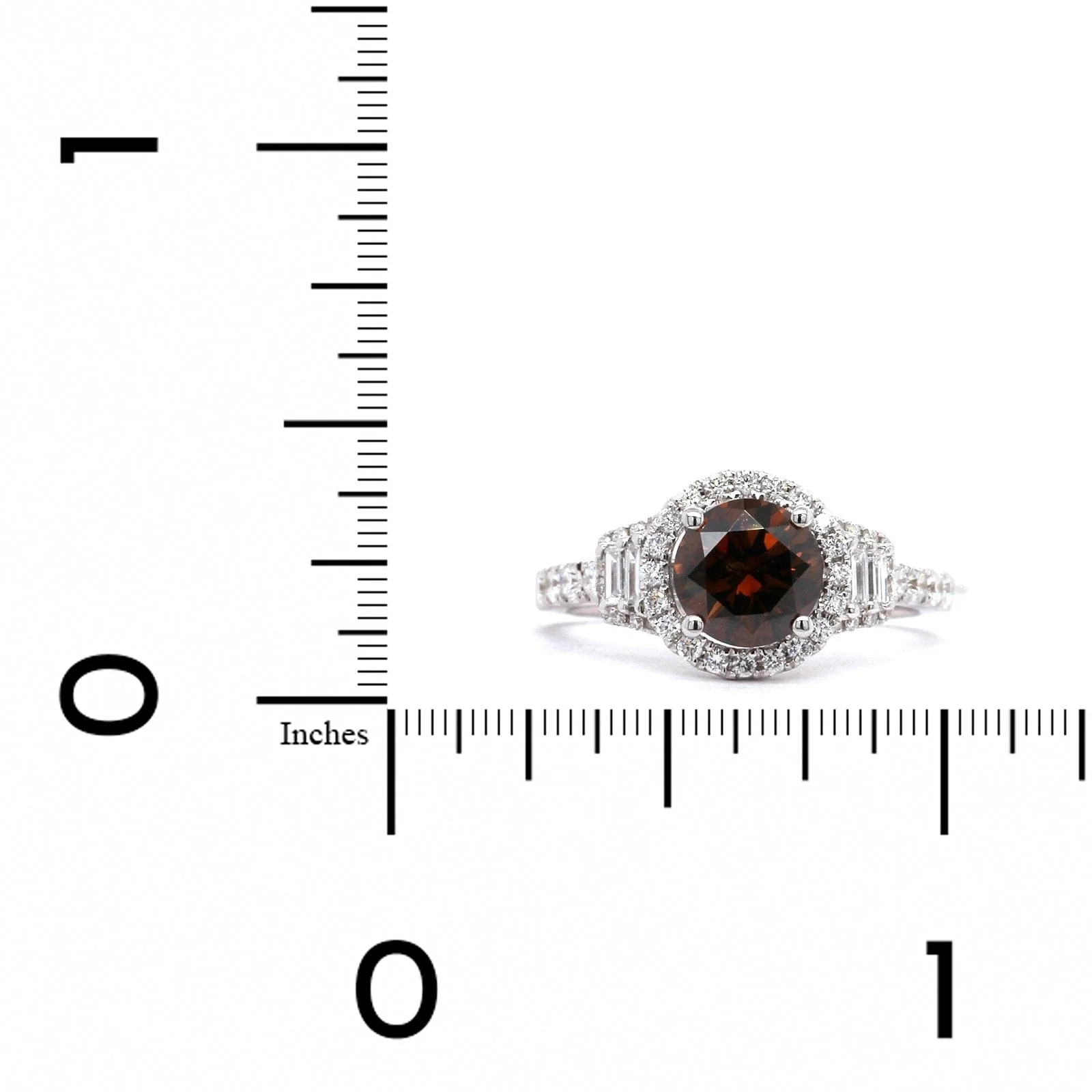 18K White Gold Brown Diamond Ring - Image 3