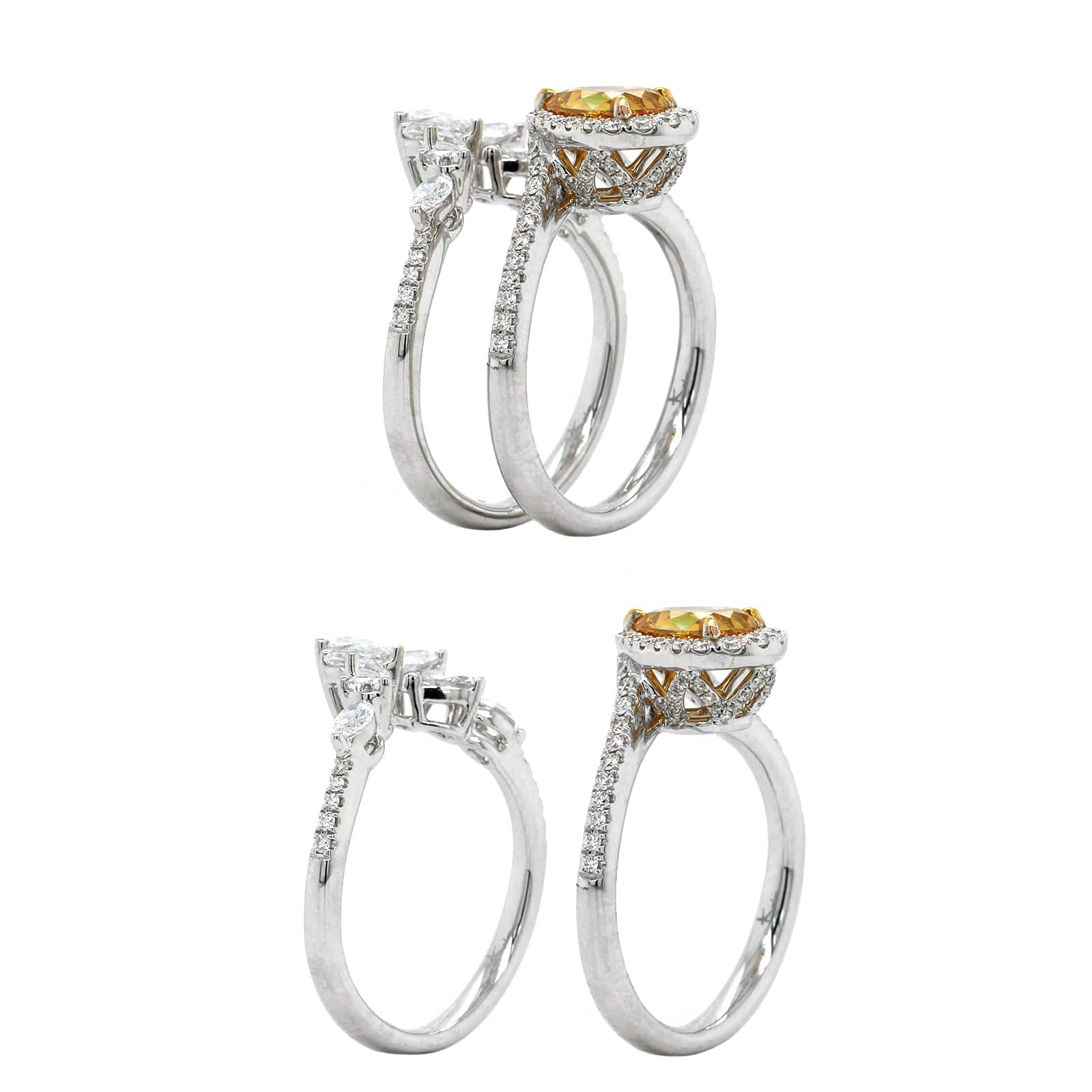 18K White Gold Diamond Engagement Ring and Band 2 Piece Set - Image 2