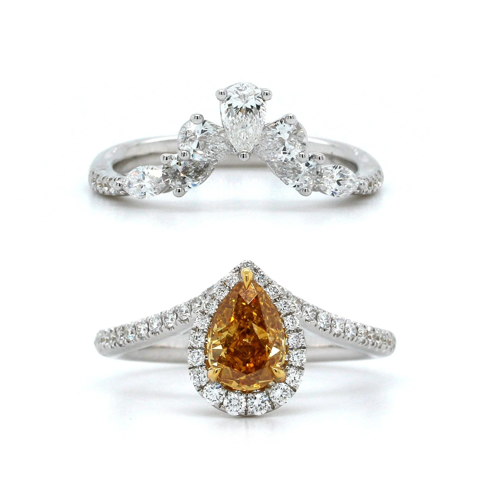 18K White Gold Diamond Engagement Ring and Band 2 Piece Set - Image 3