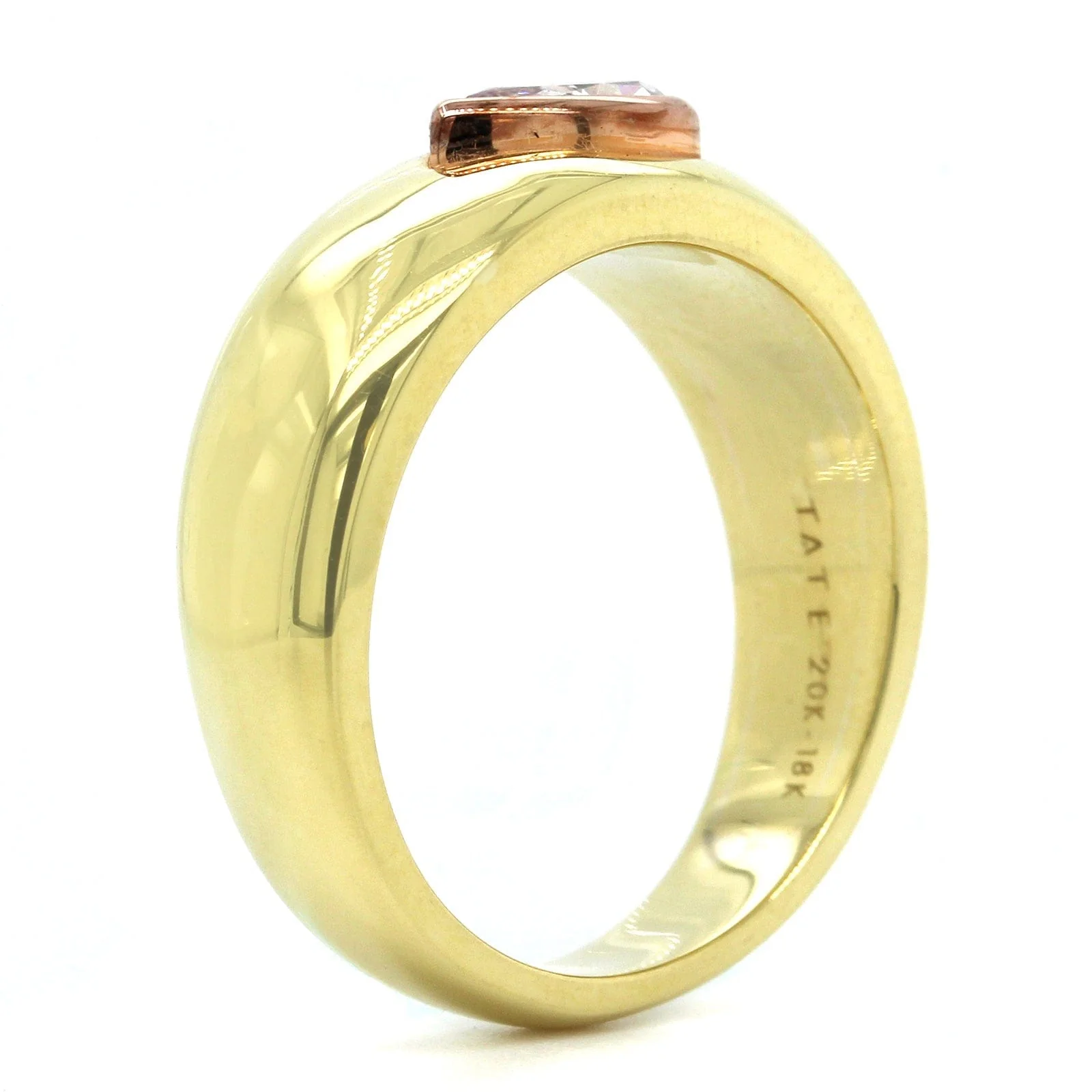 18K Yellow Gold Pear Shape Light Pink Diamond Ring - Image 2