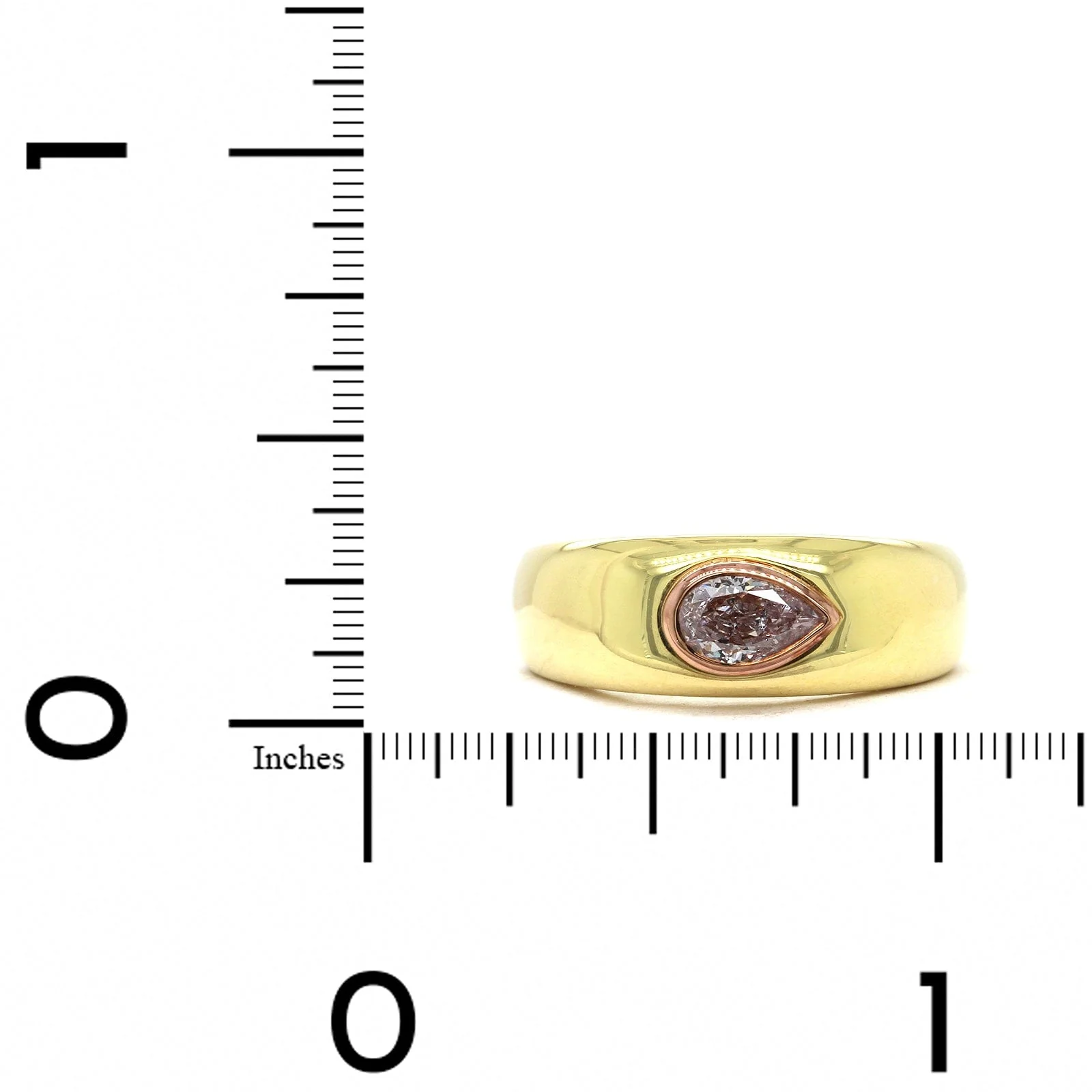 18K Yellow Gold Pear Shape Light Pink Diamond Ring - Image 3