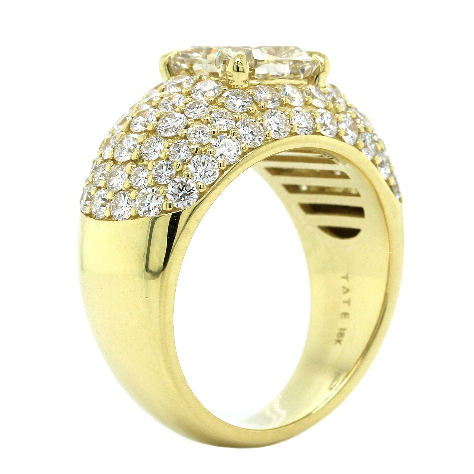 18K Yellow Gold Cushion Fancy Yellow Wide Ring - Image 2