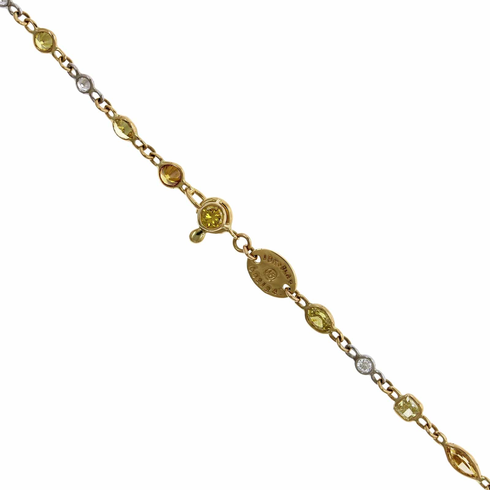 Oscar Heyman Platinum Bezel Set Fancy Yellow and White diamond Necklace - Image 2