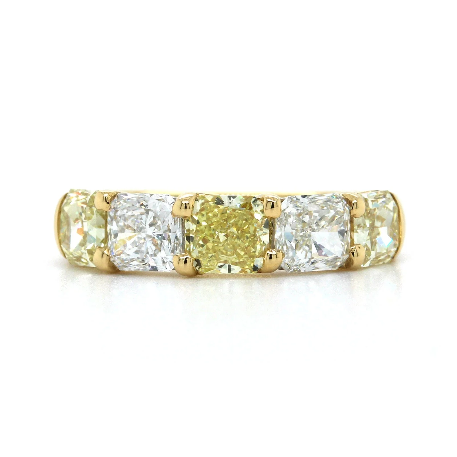 18K Yellow Gold 5 Stone Radiant Fancy Yellow Diamond Band
