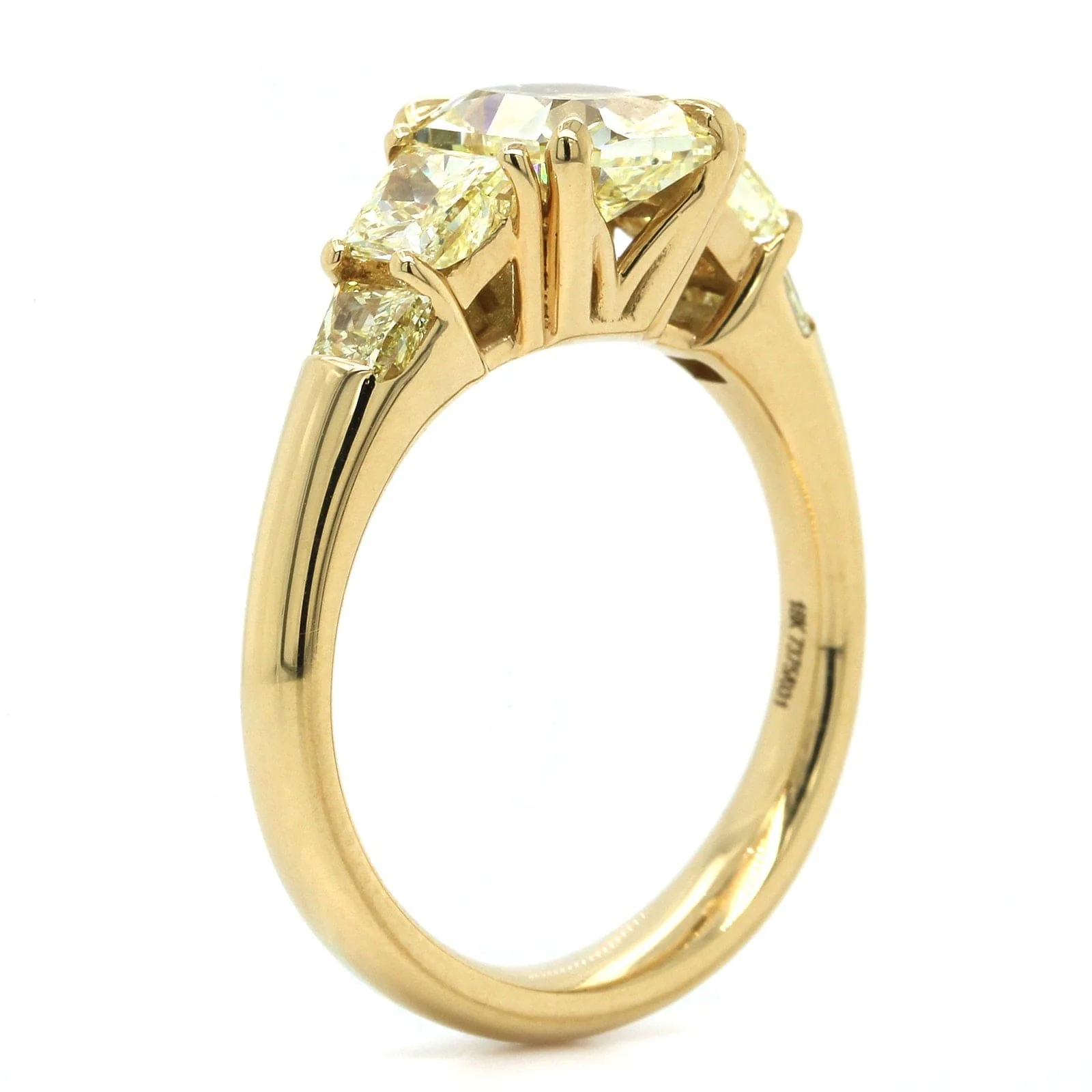 18k Yellow Gold Radiant Cut Fancy Yellow Diamond Engagement Ring - Image 2