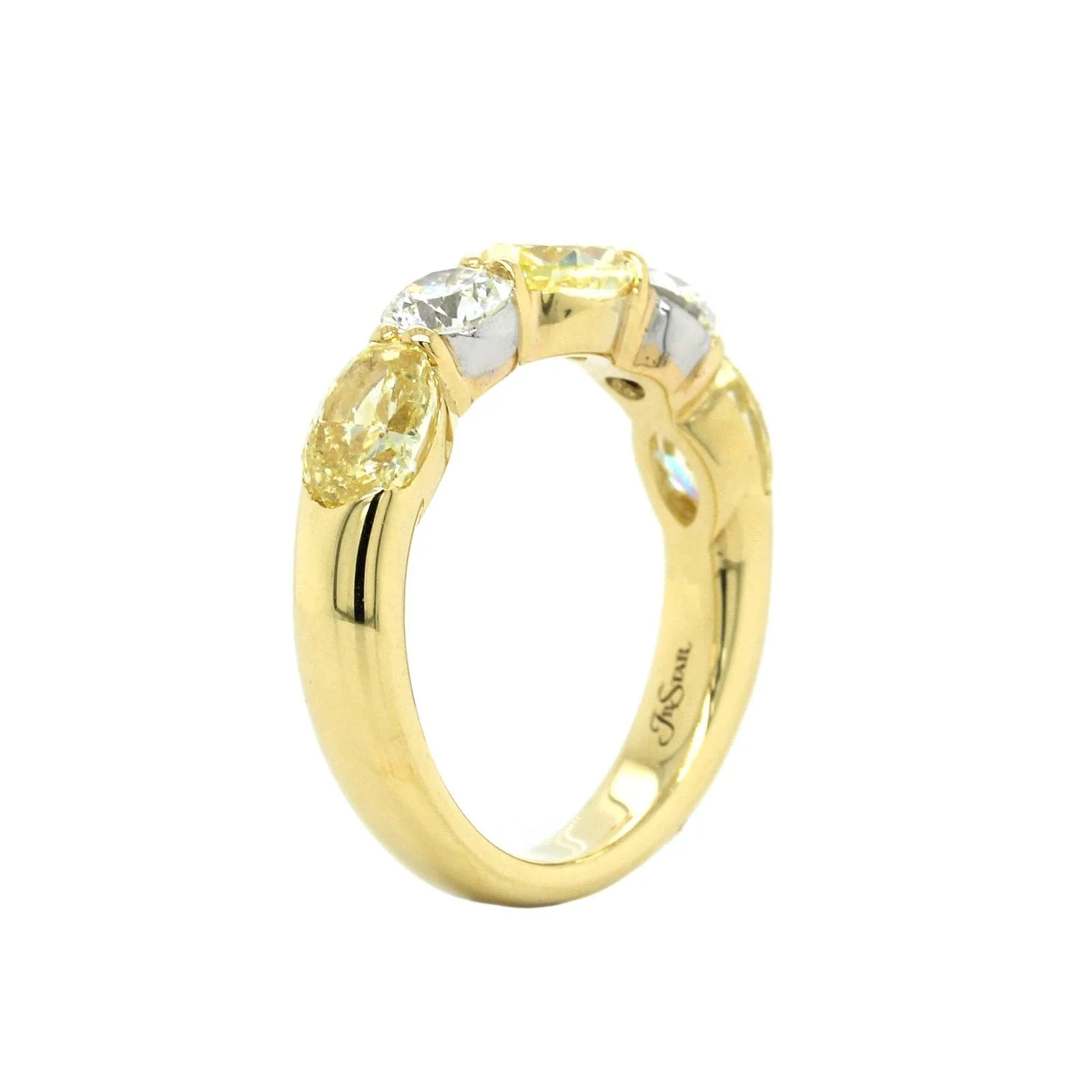 18K Yellow Gold 5 Stone Fancy Yellow Diamond Band - Image 2