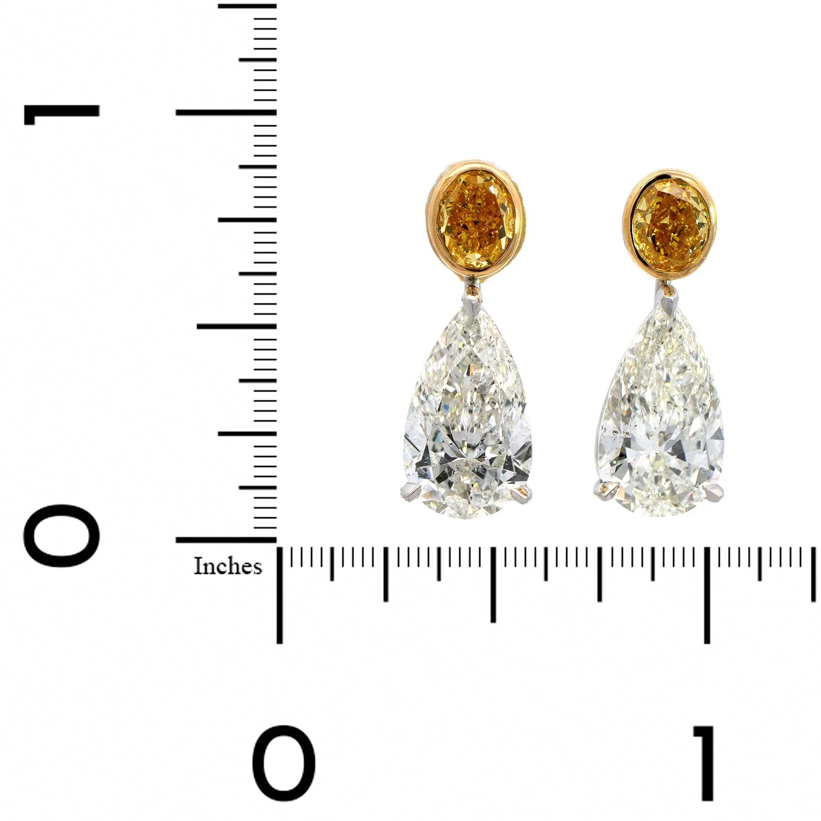 Platinum & 18K Yellow Gold Diamond Dangle Earrings - Image 2
