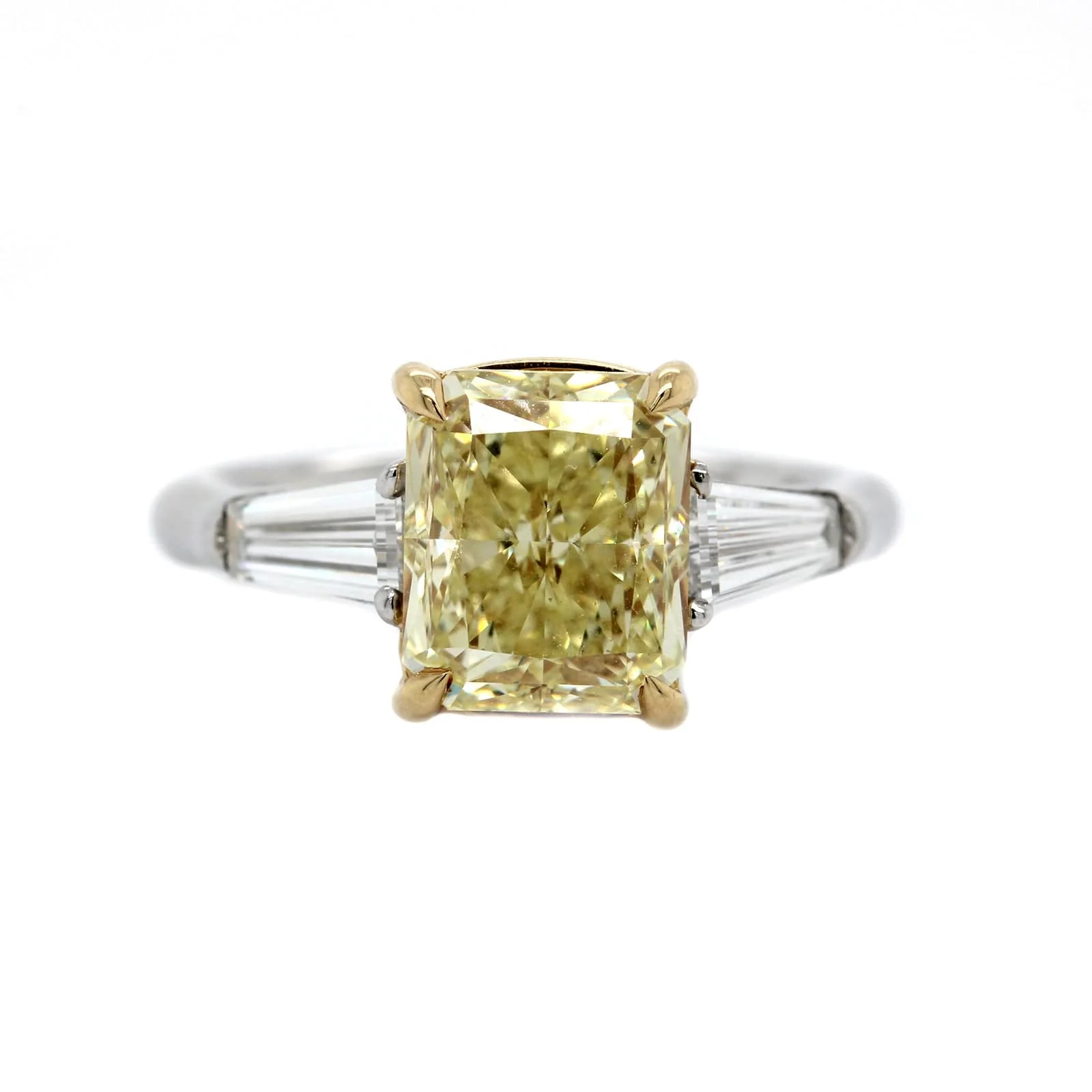 Platinum and 18K Yellow Gold Radiant Cut Diamond Engagement Ring - Image 5