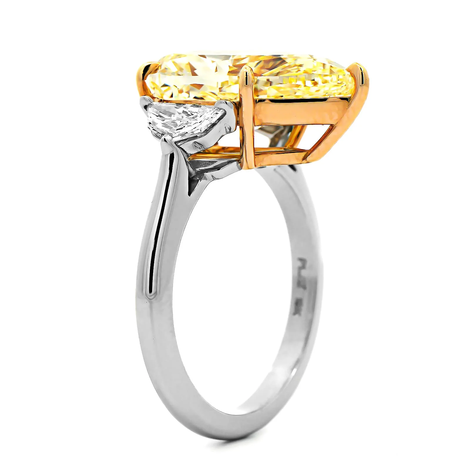 Platinum 3 Stone Pear Shaped and Cadillac Diamond Engagement Ring - Image 2
