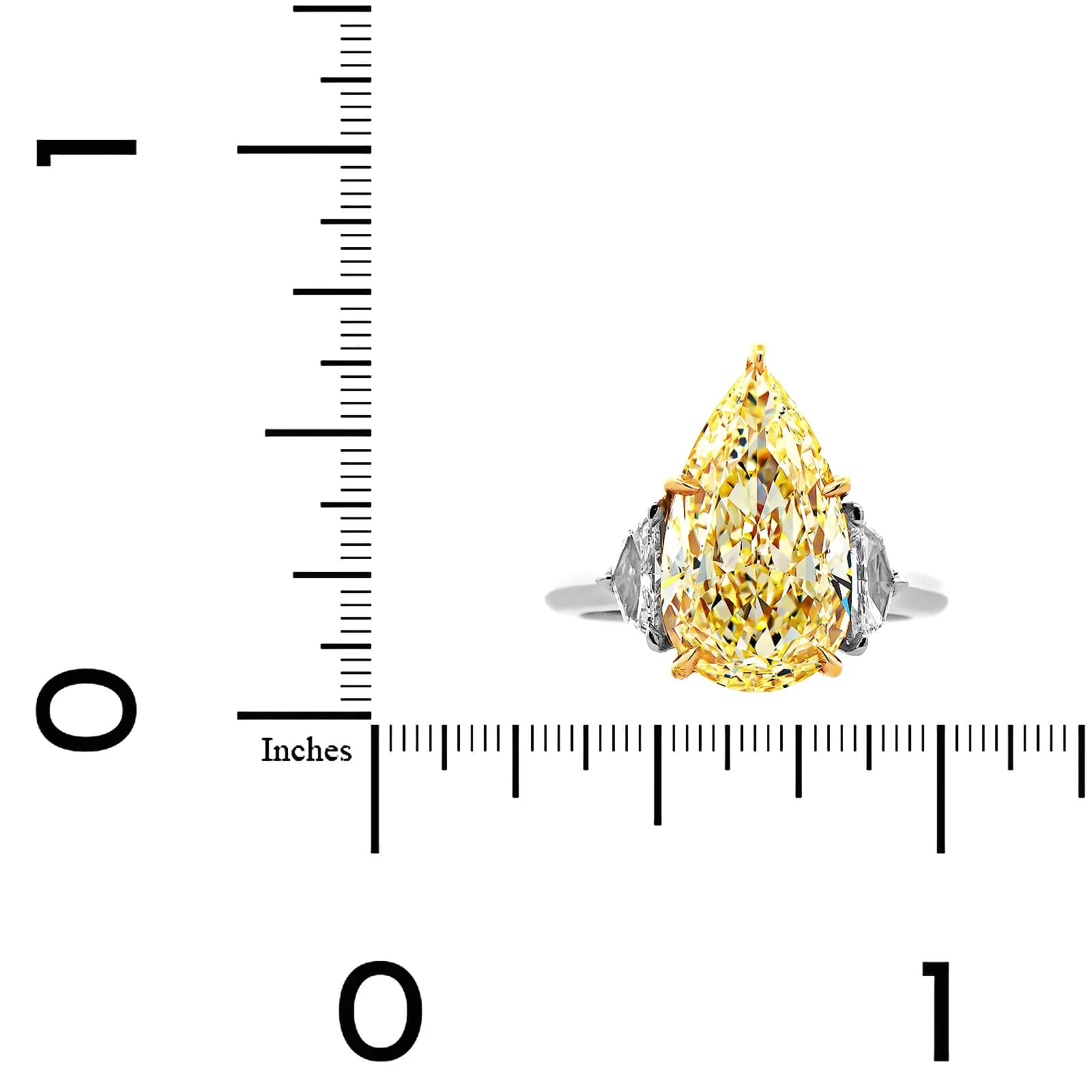 Platinum 3 Stone Pear Shaped and Cadillac Diamond Engagement Ring - Image 4