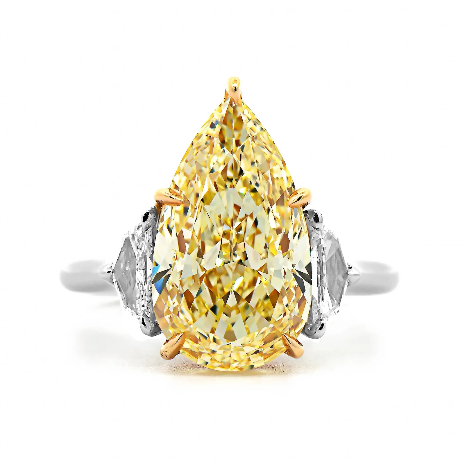 Platinum 3 Stone Pear Shaped and Cadillac Diamond Engagement Ring - Image 5