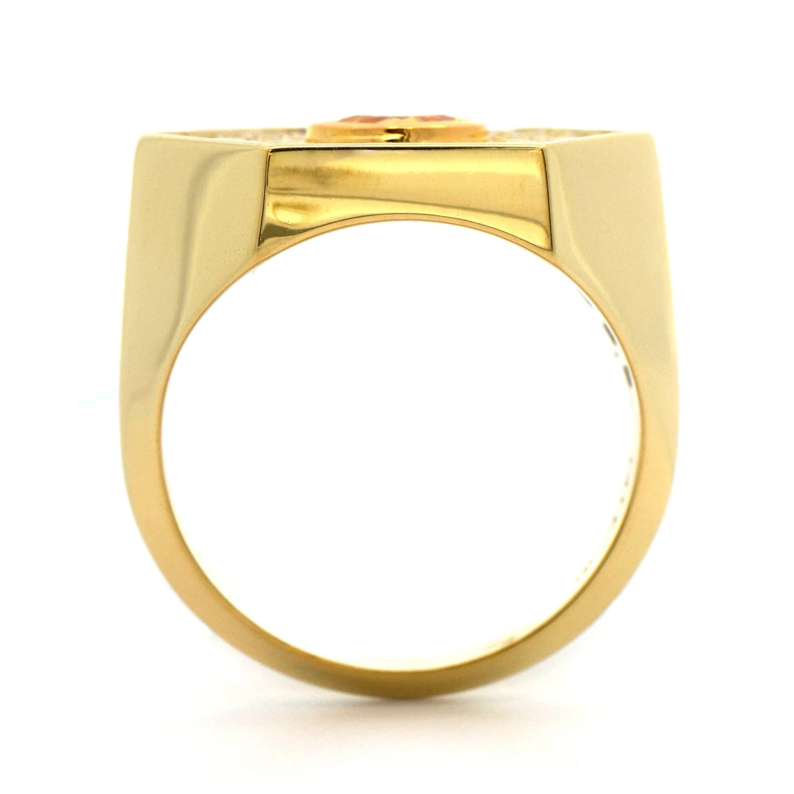 18K Yellow Gold Orange Diamond Hexagon Shaped Ring - Image 3