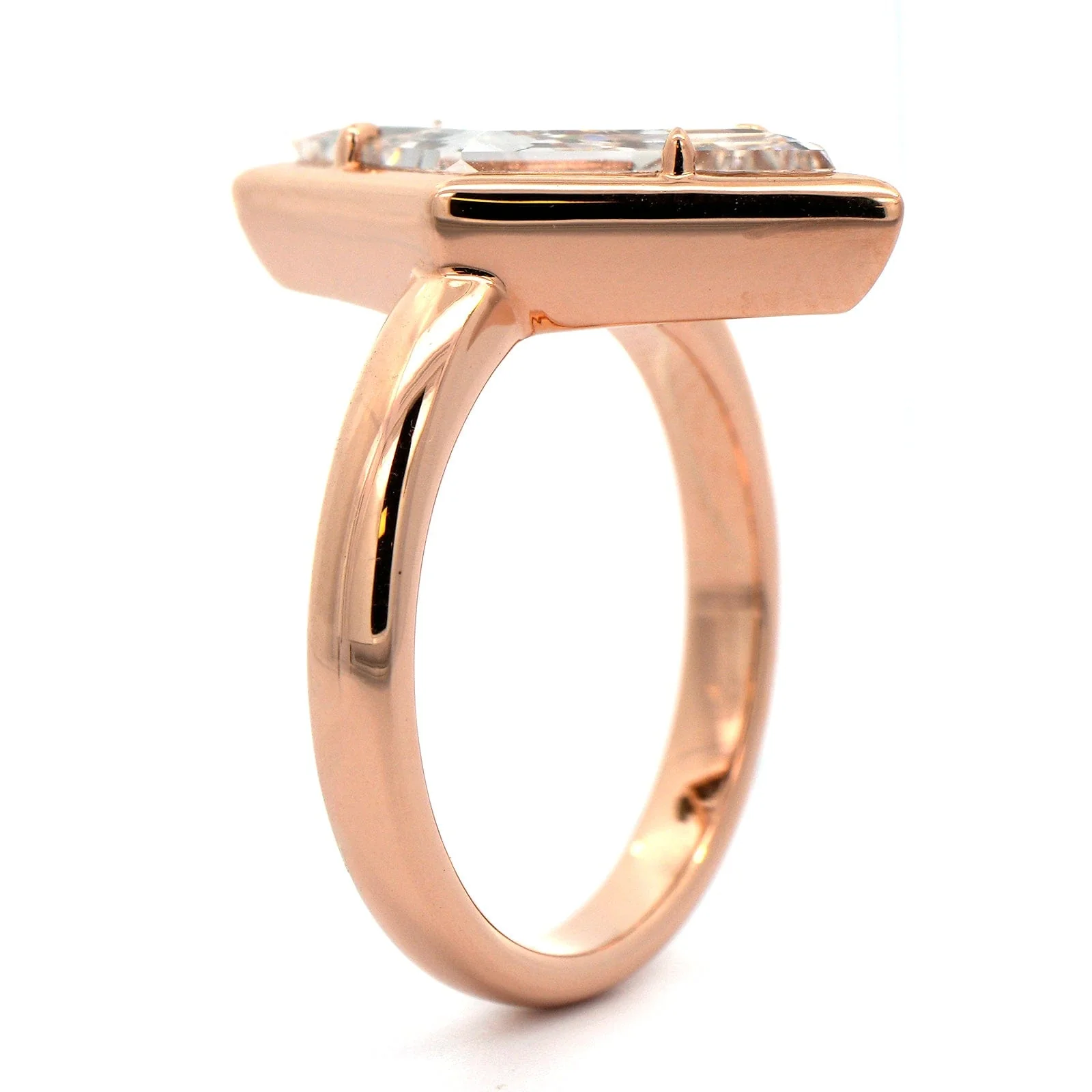 18K Rose Gold Lozenge Cut Pinkish Brown Diamond Ring - Image 2