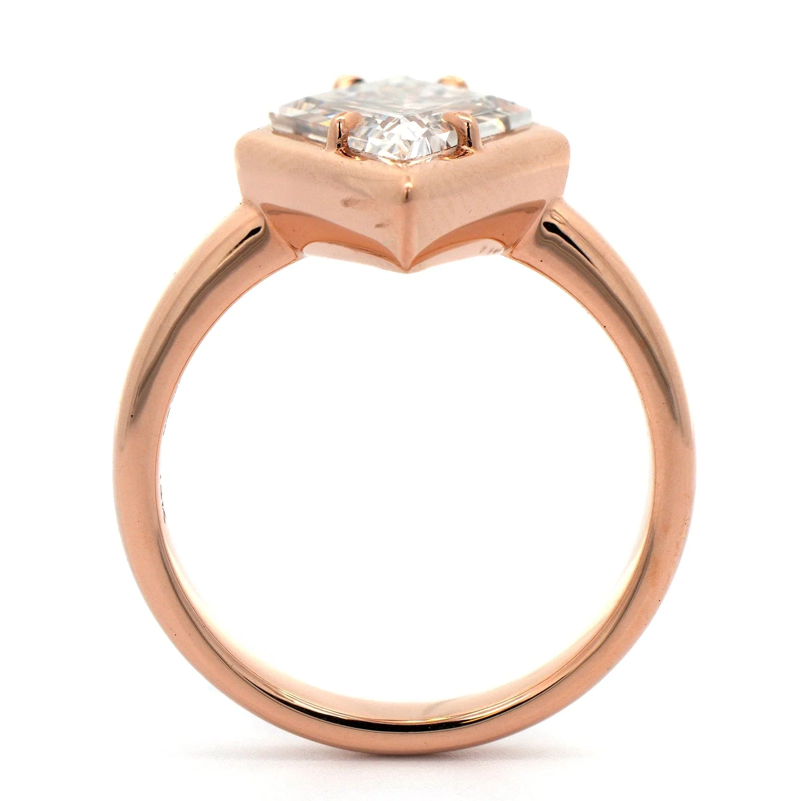 18K Rose Gold Lozenge Cut Pinkish Brown Diamond Ring - Image 3