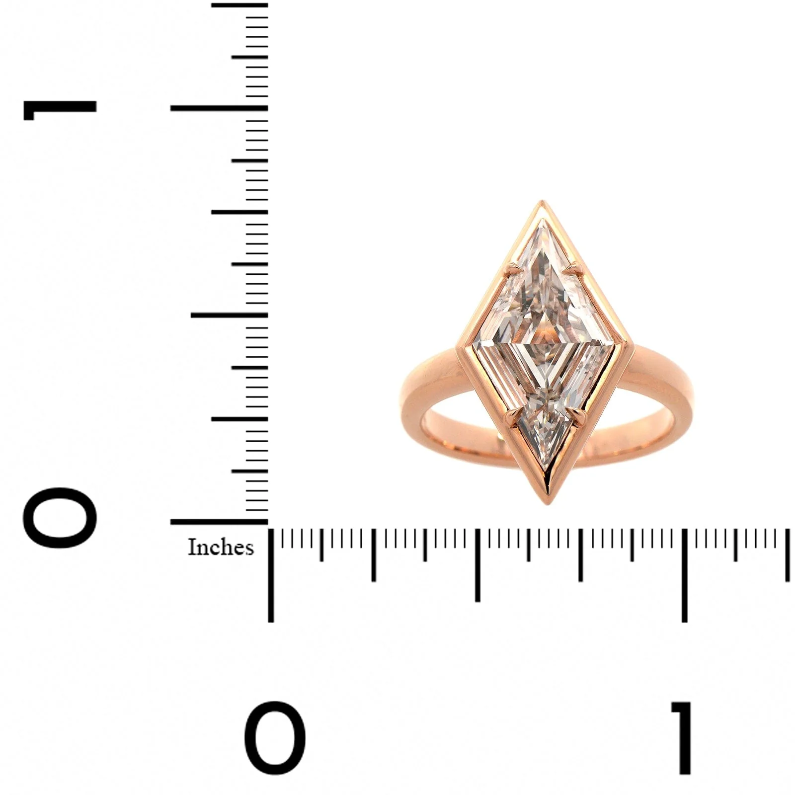 18K Rose Gold Lozenge Cut Pinkish Brown Diamond Ring - Image 4