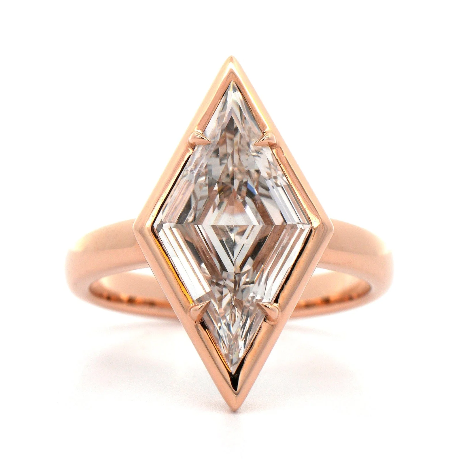 18K Rose Gold Lozenge Cut Pinkish Brown Diamond Ring - Image 5