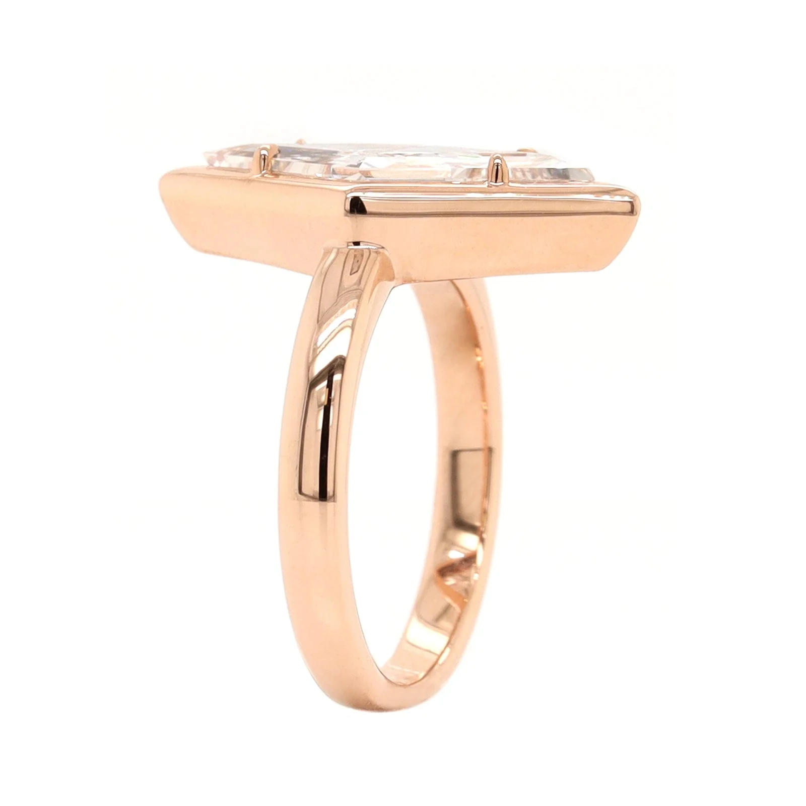 18K Rose Gold Lozenge Step Cut Diamond Ring - Image 2