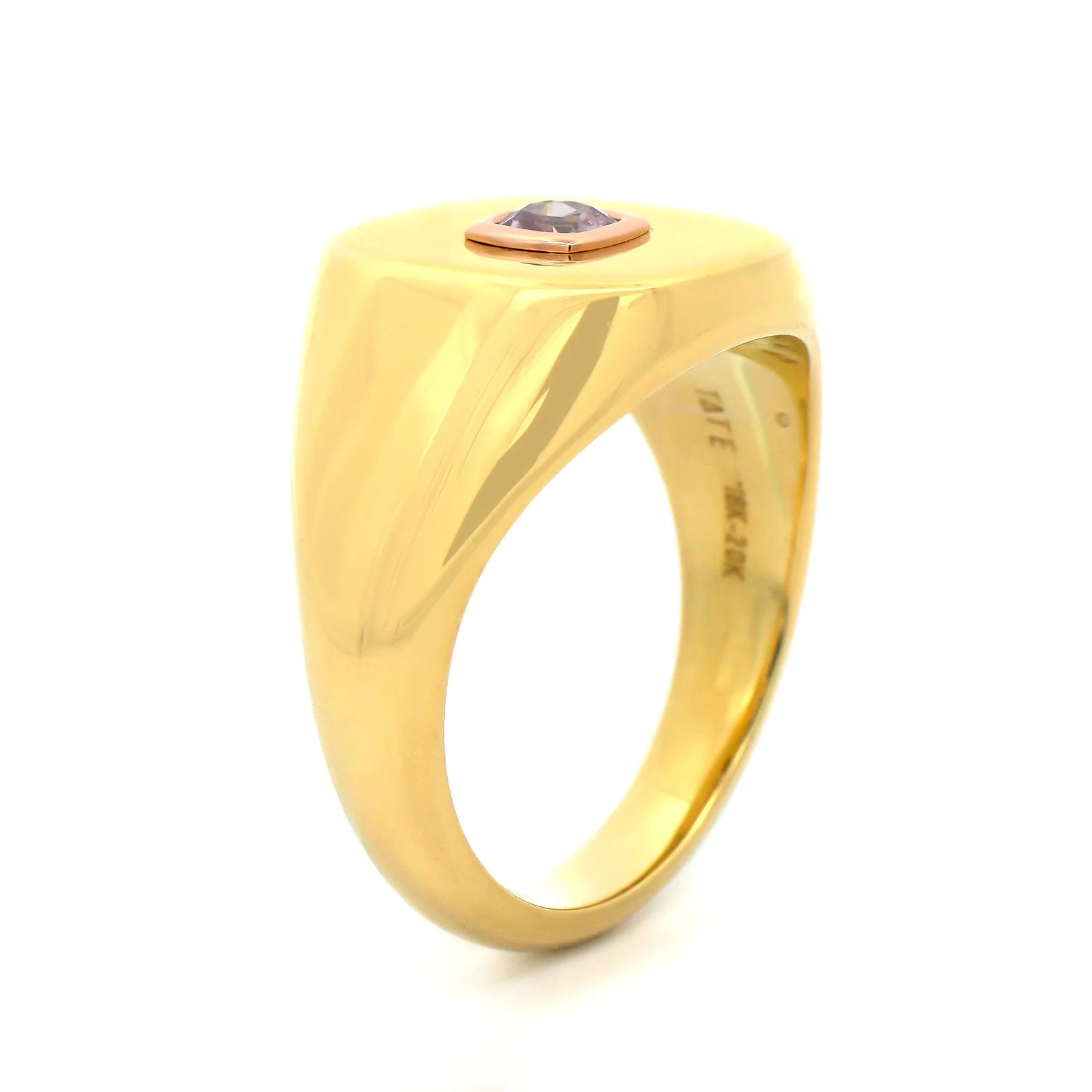 18K Yellow and 20K Rose Gold Bezel Set Pink Diamond Ring - Image 3