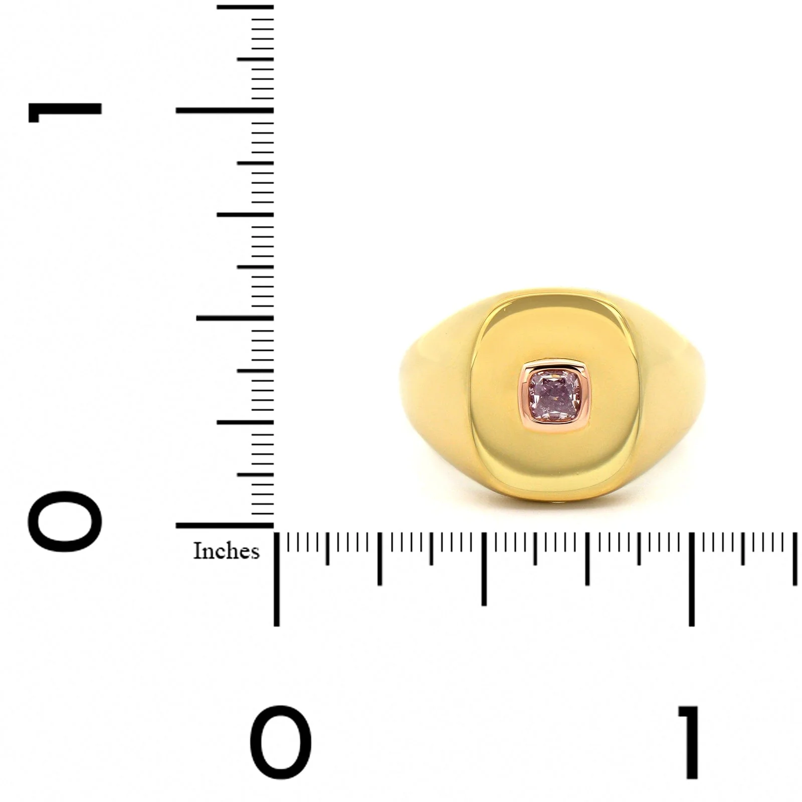 18K Yellow and 20K Rose Gold Bezel Set Pink Diamond Ring - Image 4