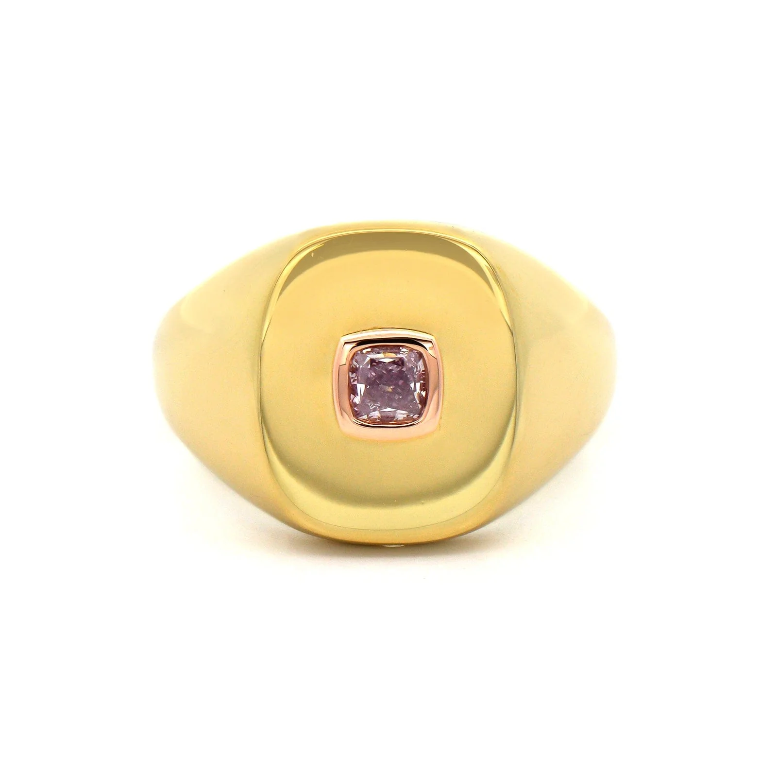 18K Yellow and 20K Rose Gold Bezel Set Pink Diamond Ring - Image 5