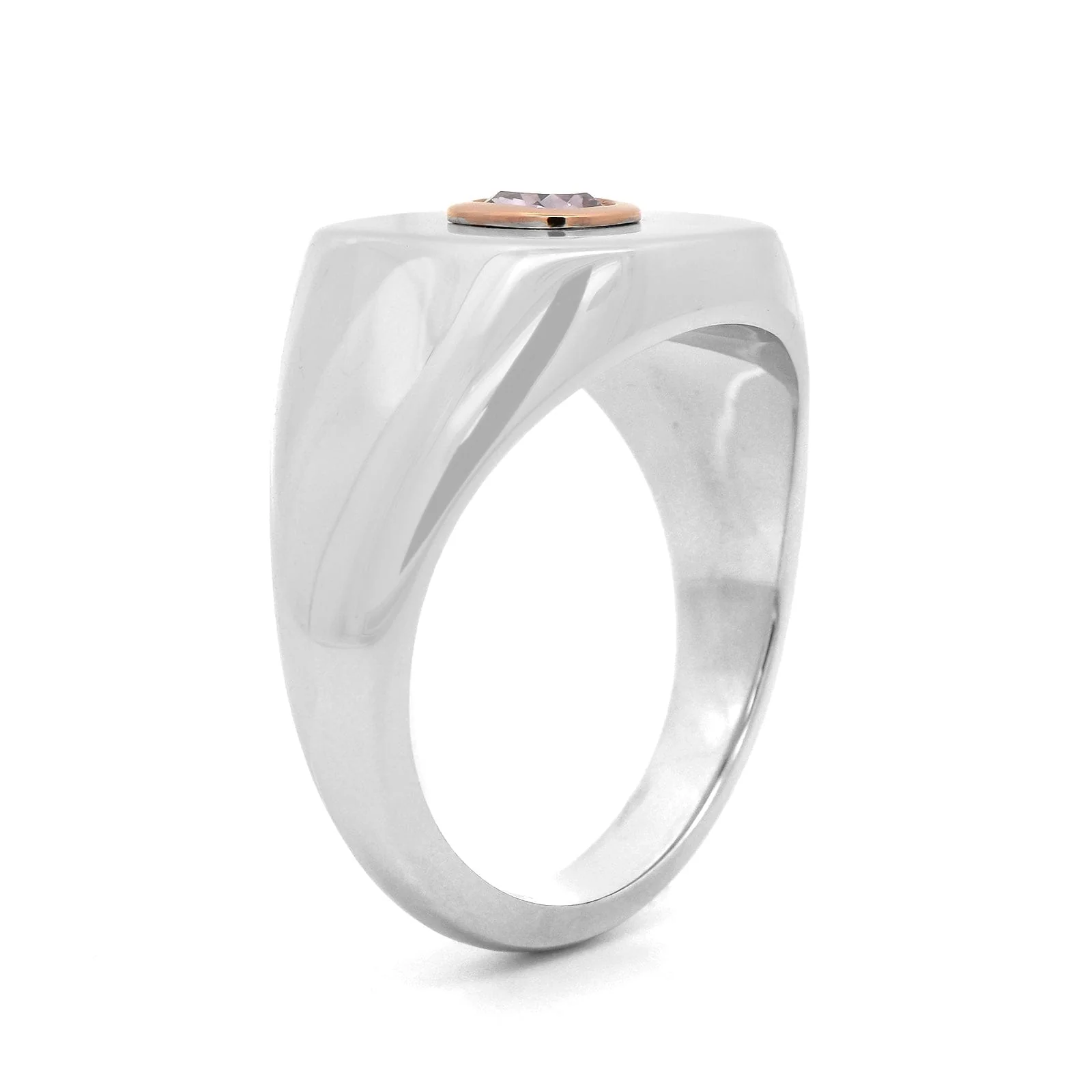 18K White and 20K Rose Gold Bezel Set Pink Diamond Ring - Image 2