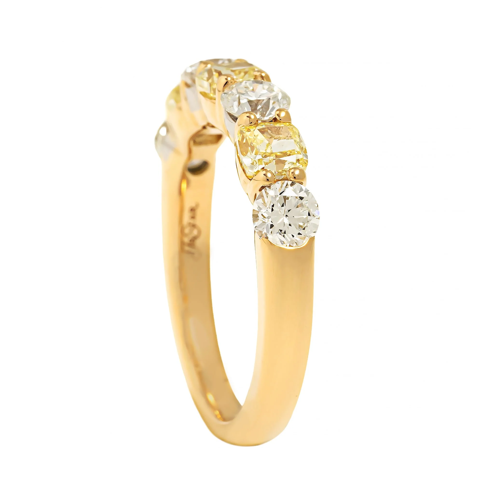 18K Yellow Gold and Platinum Alternating Fancy Yellow and White Diamond Band - Image 2