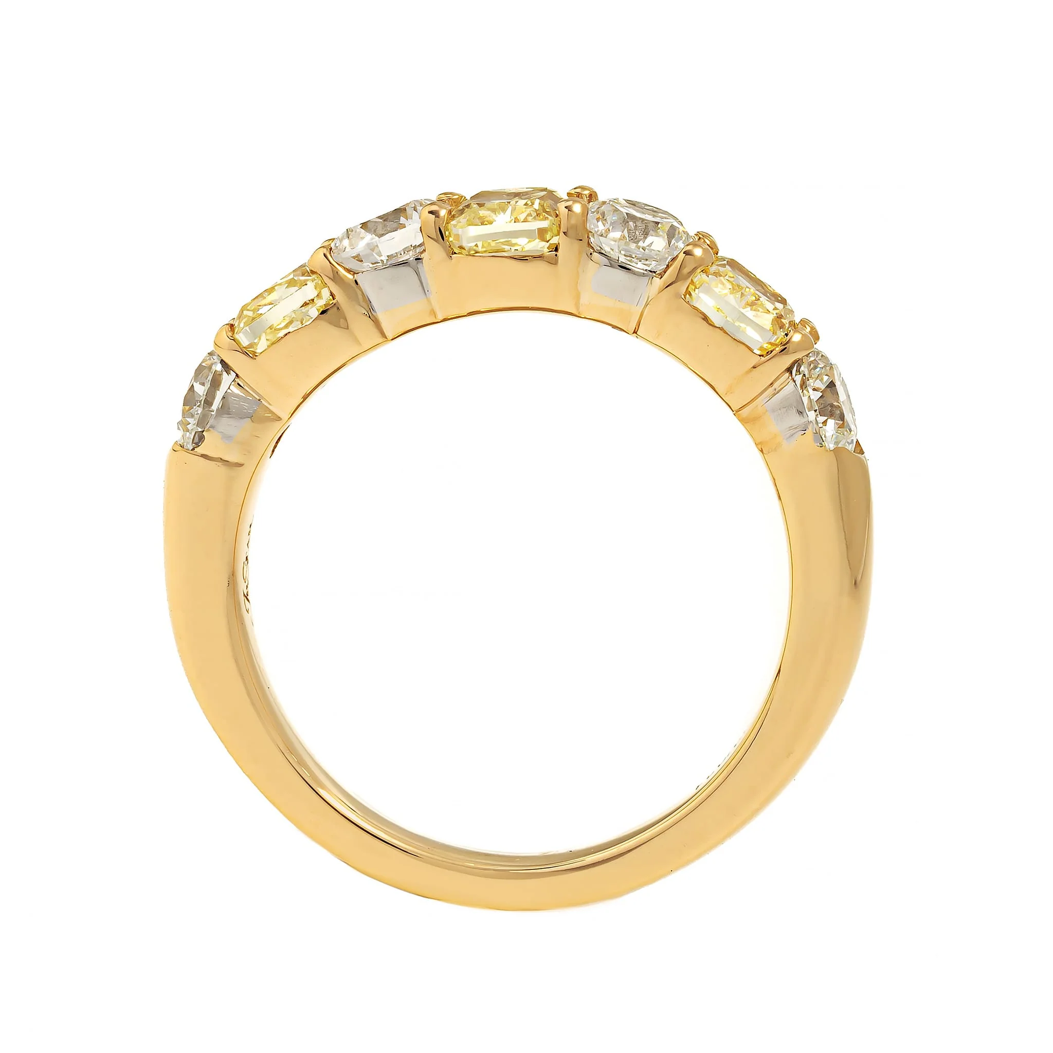 18K Yellow Gold and Platinum Alternating Fancy Yellow and White Diamond Band - Image 3