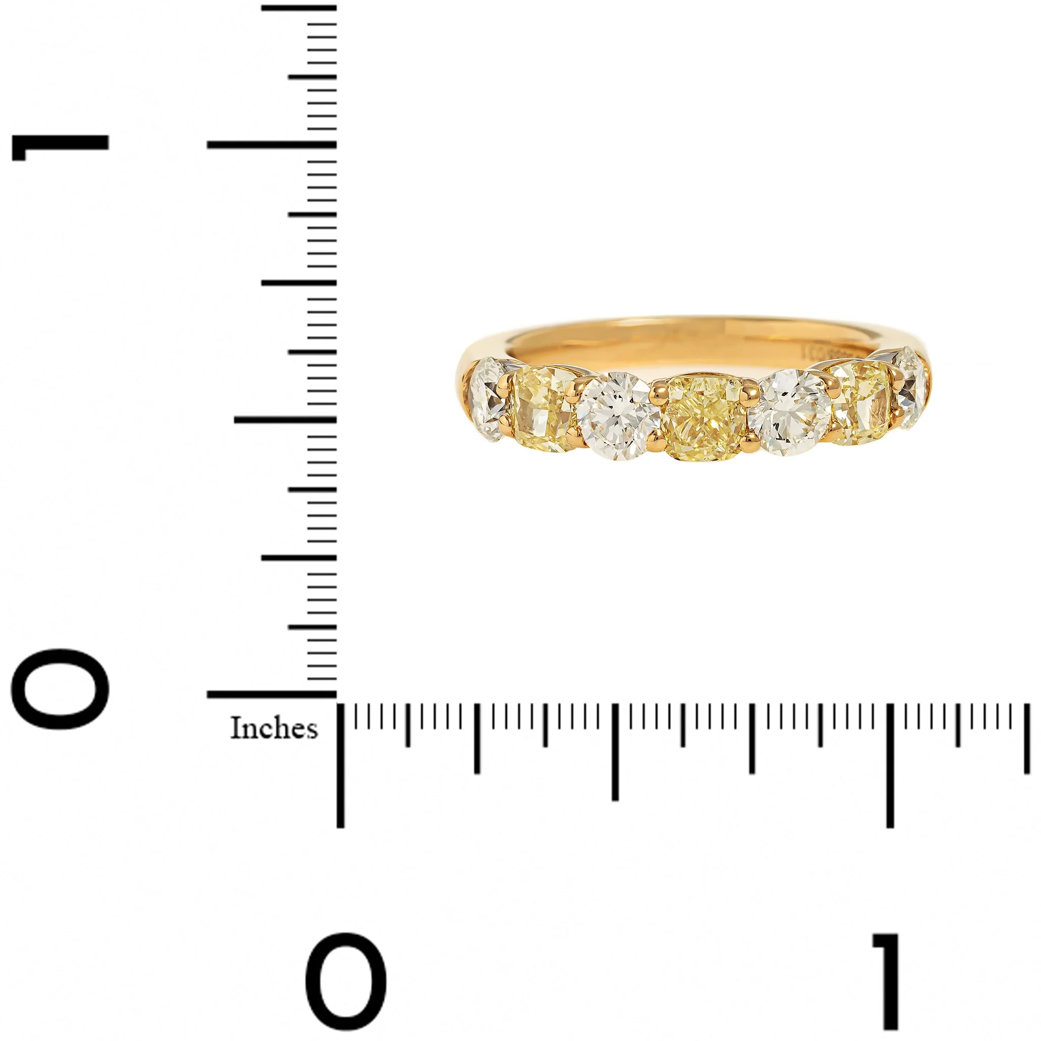 18K Yellow Gold and Platinum Alternating Fancy Yellow and White Diamond Band - Image 4