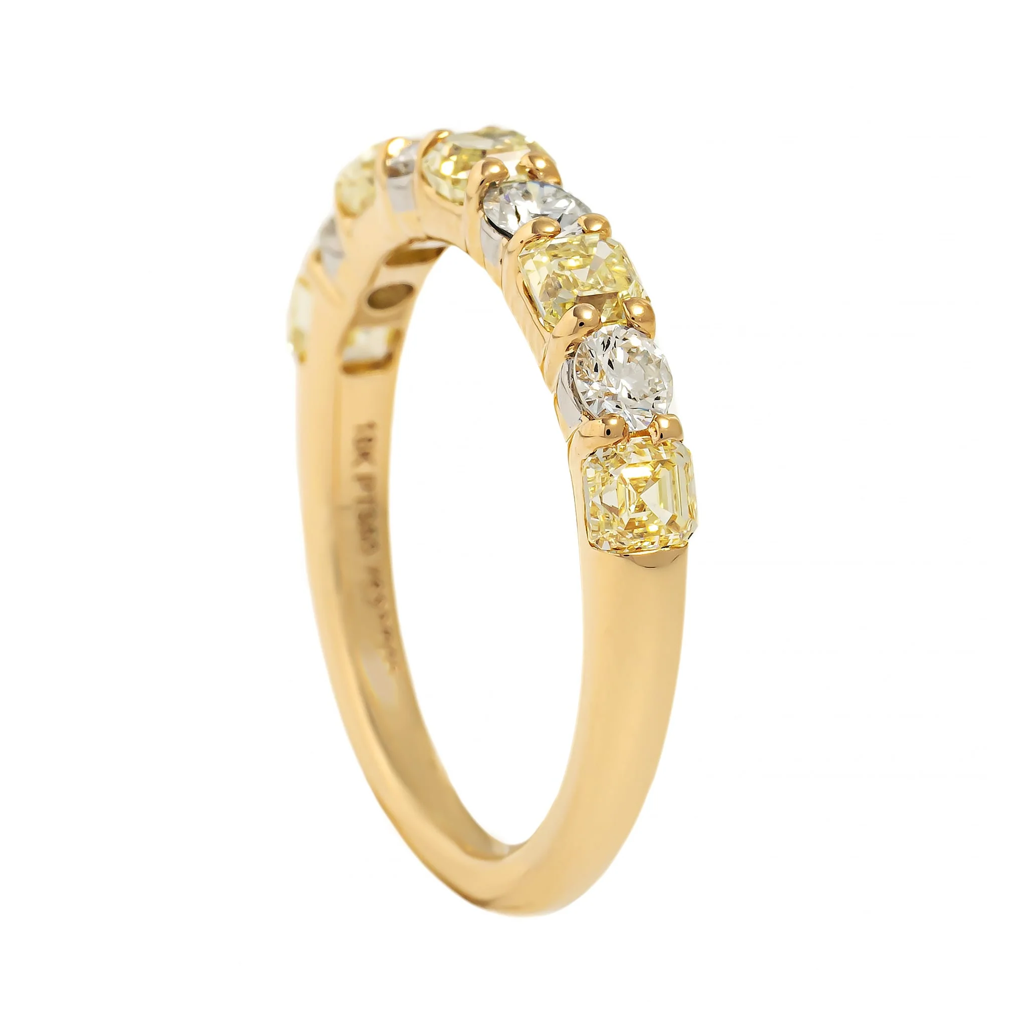 18K Yellow Gold and Platinum Alternating Fancy Yellow and White Diamond Band - Image 2
