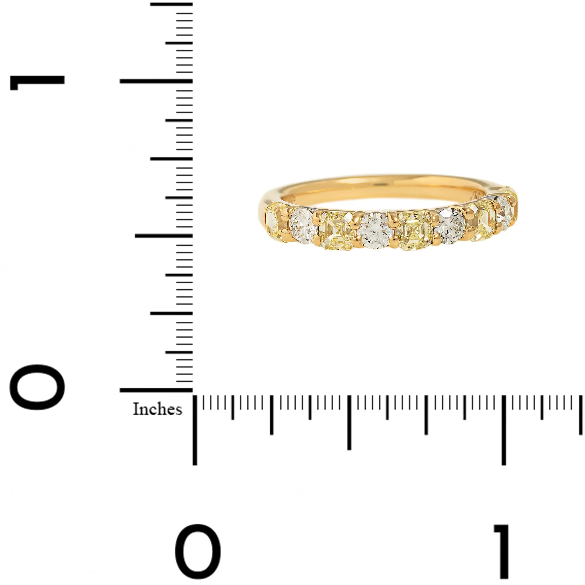 18K Yellow Gold and Platinum Alternating Fancy Yellow and White Diamond Band - Image 4