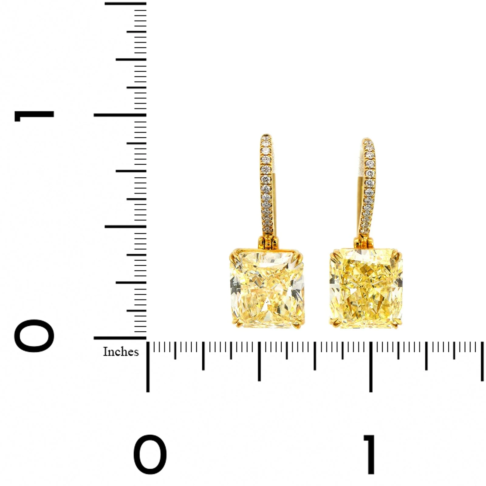 18K Yellow Gold Yellow Diamond Stud Earrings - Image 2