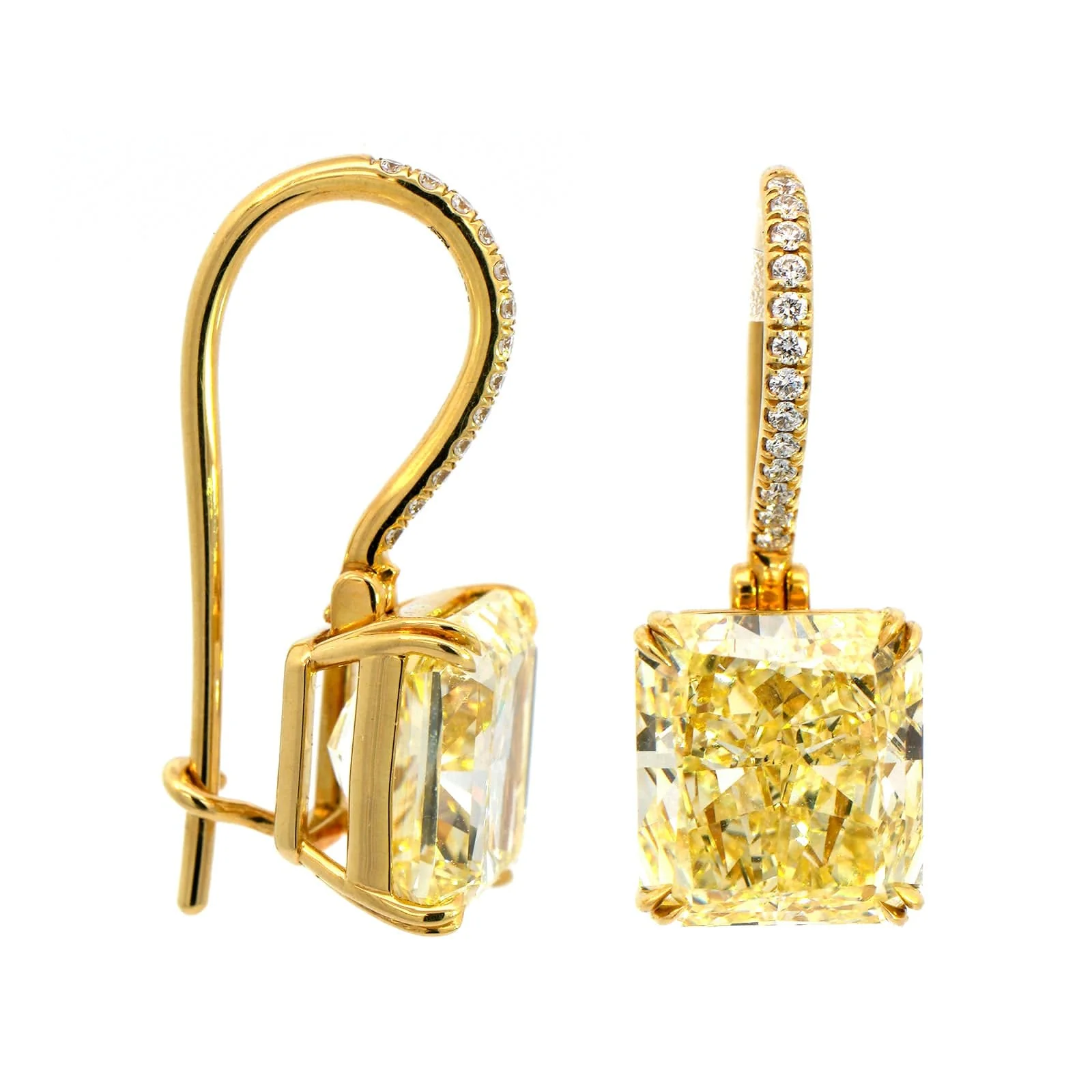 18K Yellow Gold Yellow Diamond Stud Earrings - Image 3