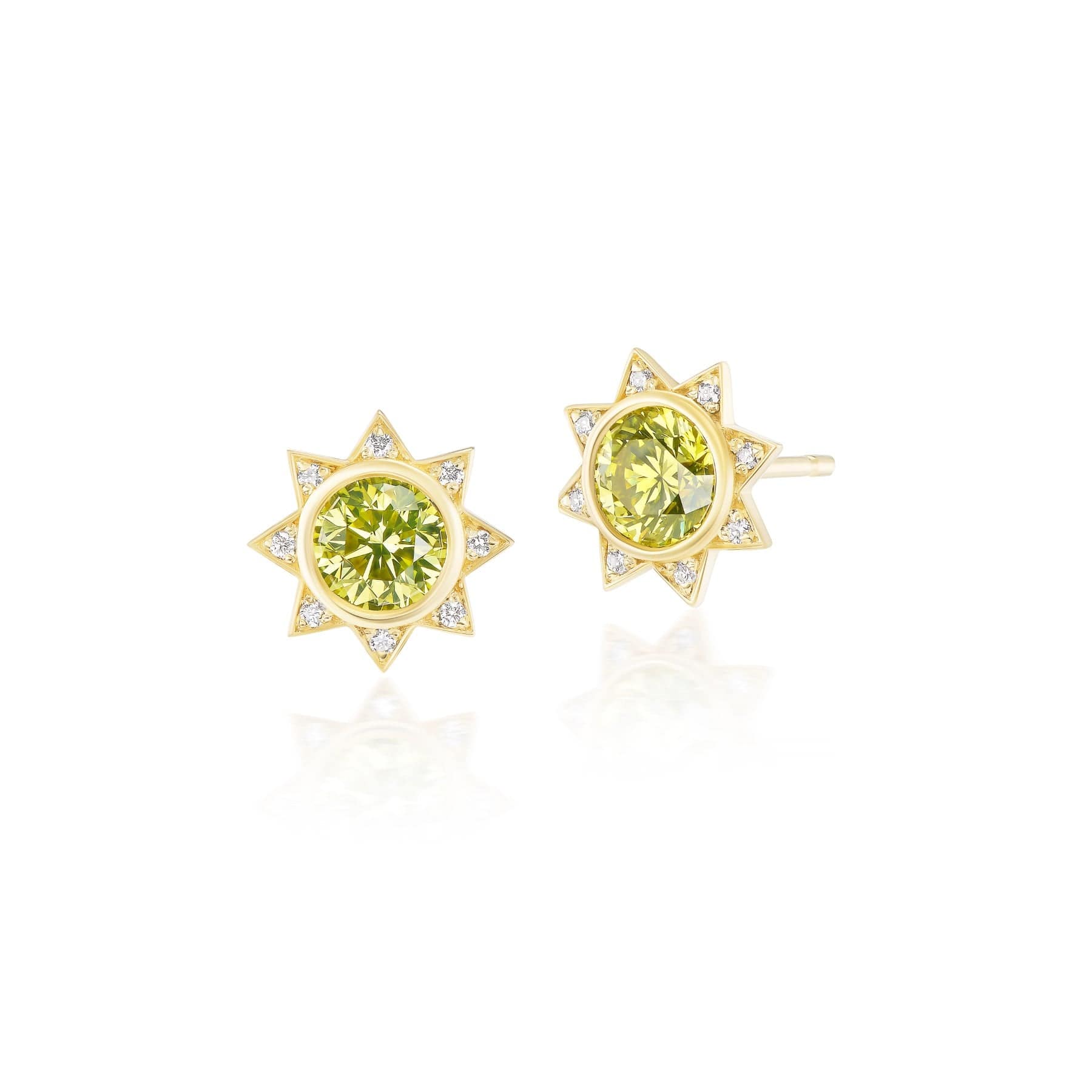 Harwell Godfrey 18K Yellow Gold Yellow Diamond Mini Sun Stud Earrings