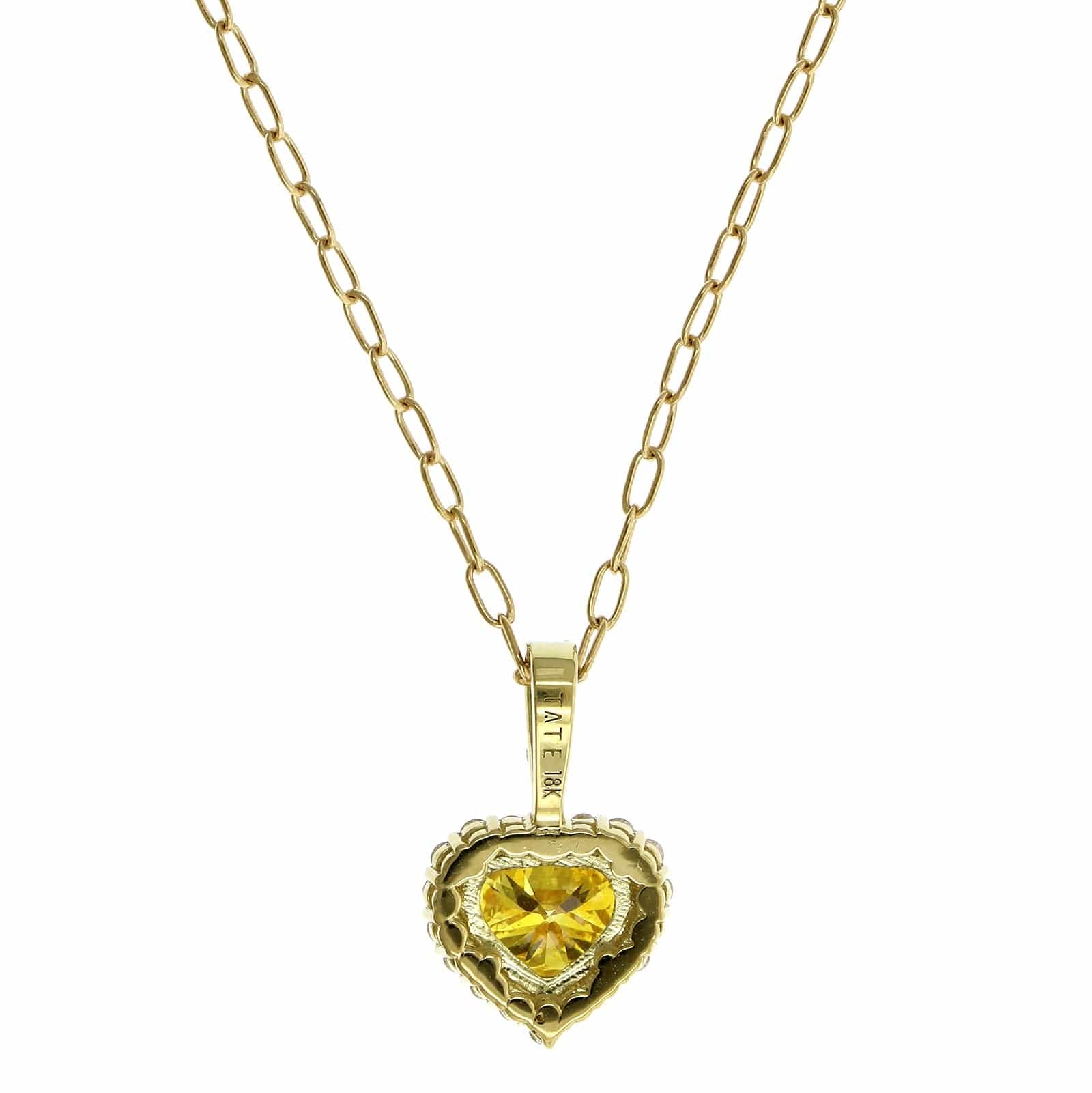 18K Yellow Gold Fancy Yellow Diamond Heart Pendant - Image 2