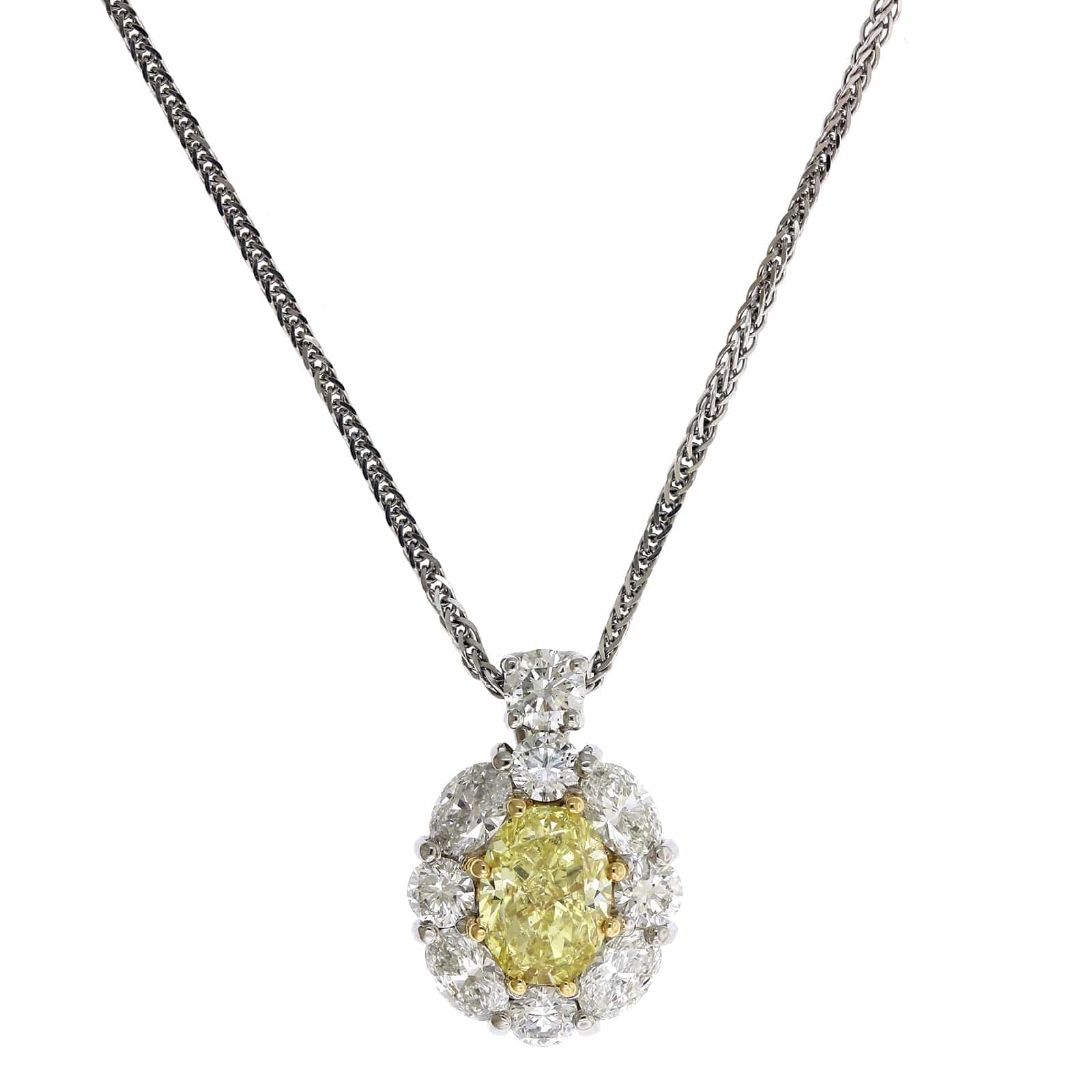 Platinum and 18K Yellow Gold Fancy Yellow Diamond Pendant - Image 5