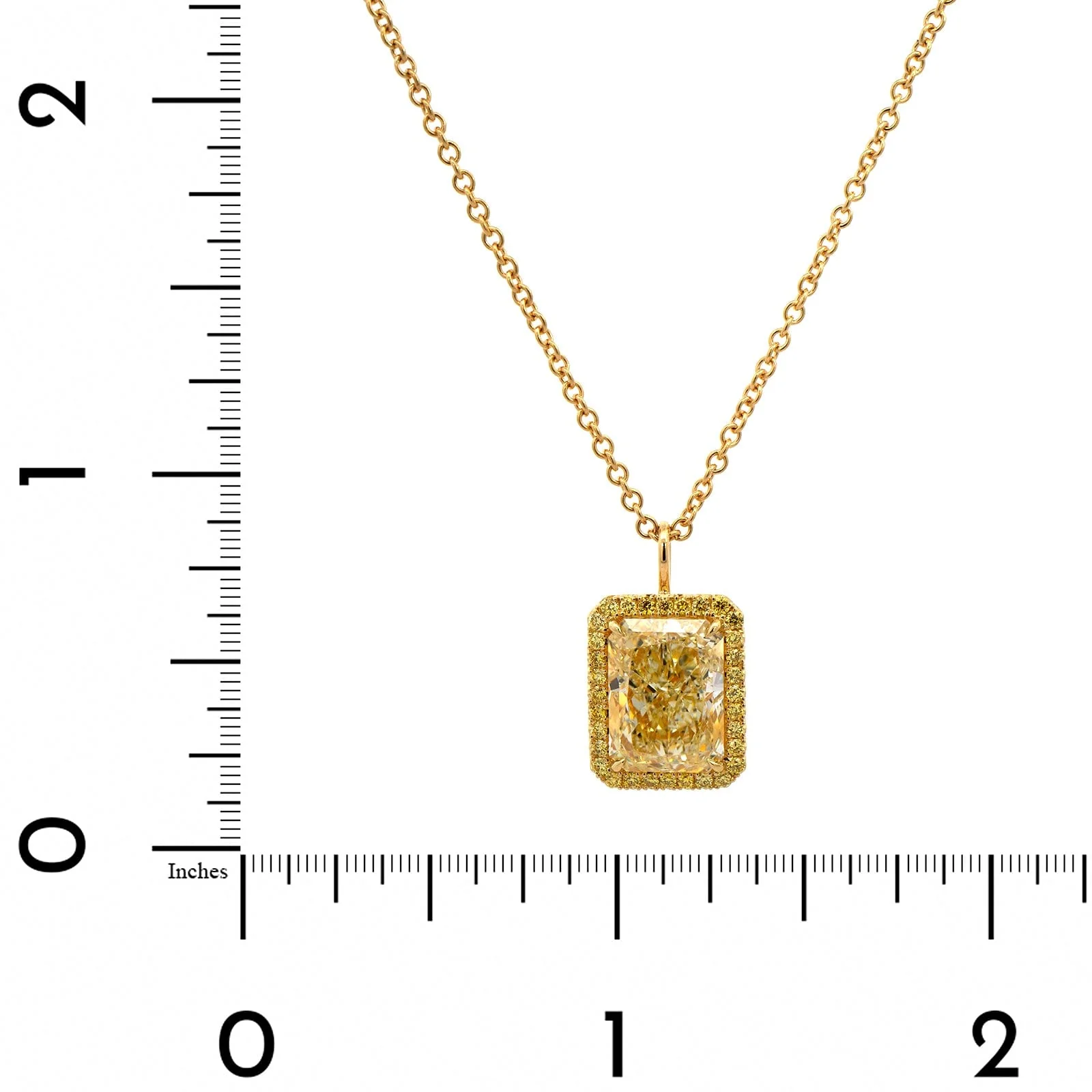 18K Yellow Gold Yellow Diamond Pendant Necklace - Image 4