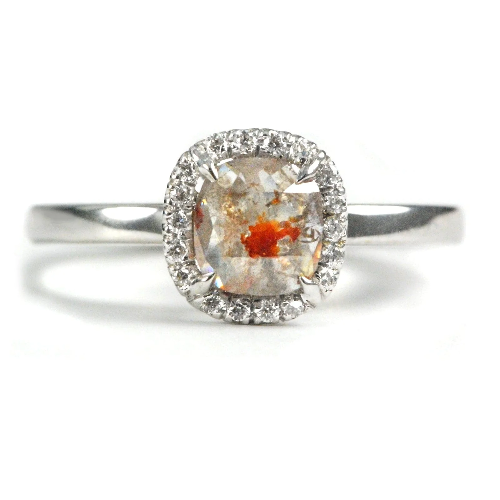 18K White Gold Rose Cut Diamond Ring
