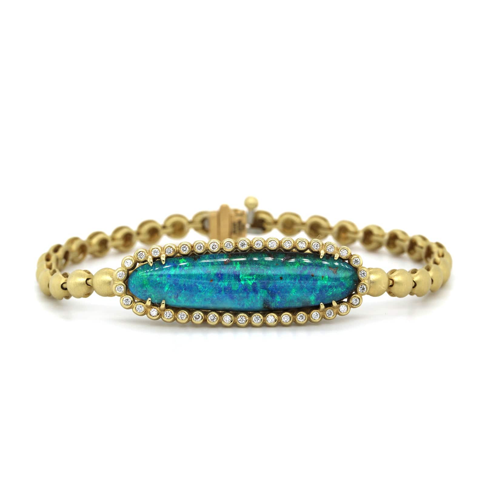 Suzy Landa 18K Yellow Gold Opal and Diamond Bracelet - Image 5