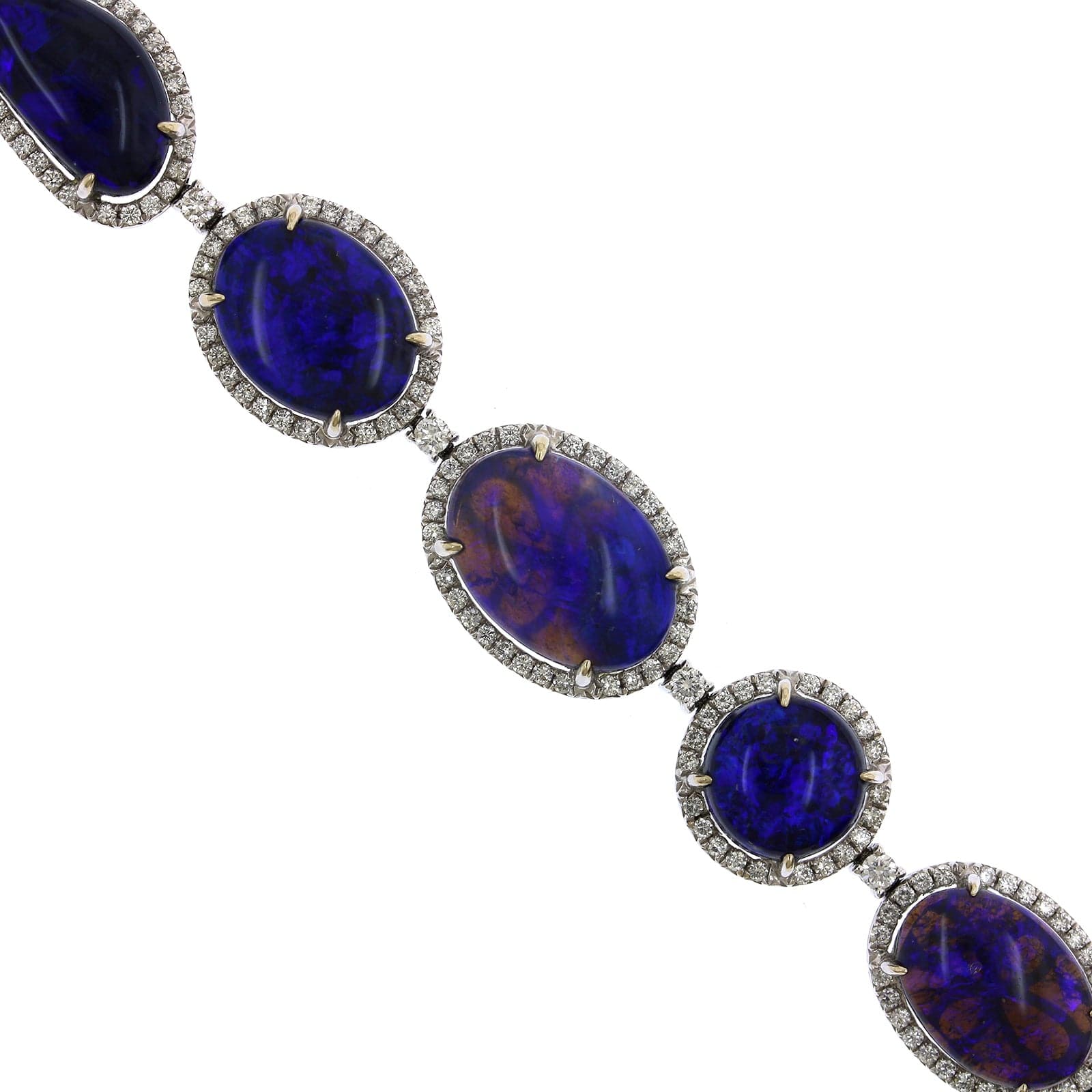 18K White Gold Graduated Opal & Diamond Halo Bracelet - Image 2