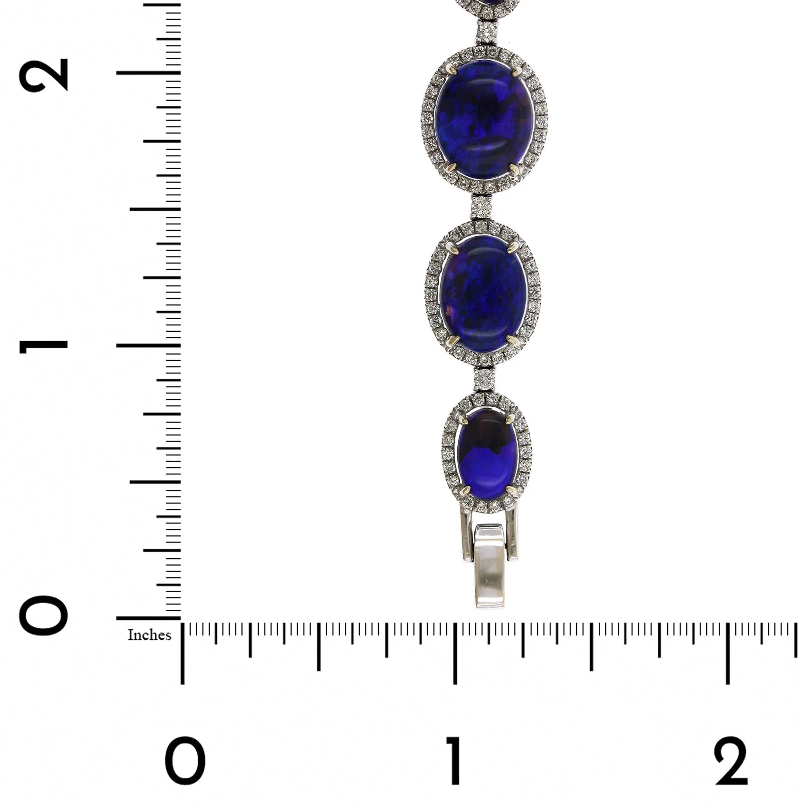 18K White Gold Graduated Opal & Diamond Halo Bracelet - Image 3