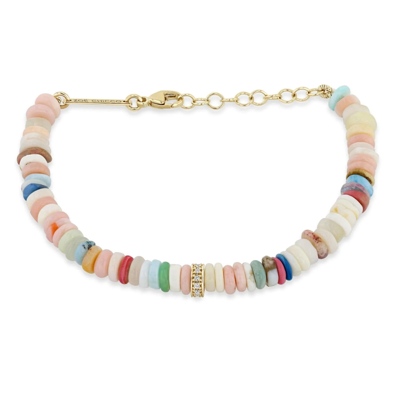 Zoe Chicco 14K Yellow Gold Pave Diamond and Mixed Opal Bead Bracelet