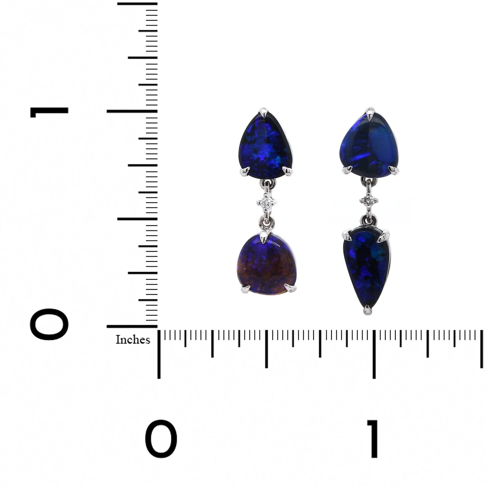 18K White Gold Opal Drop Earrings - Image 2