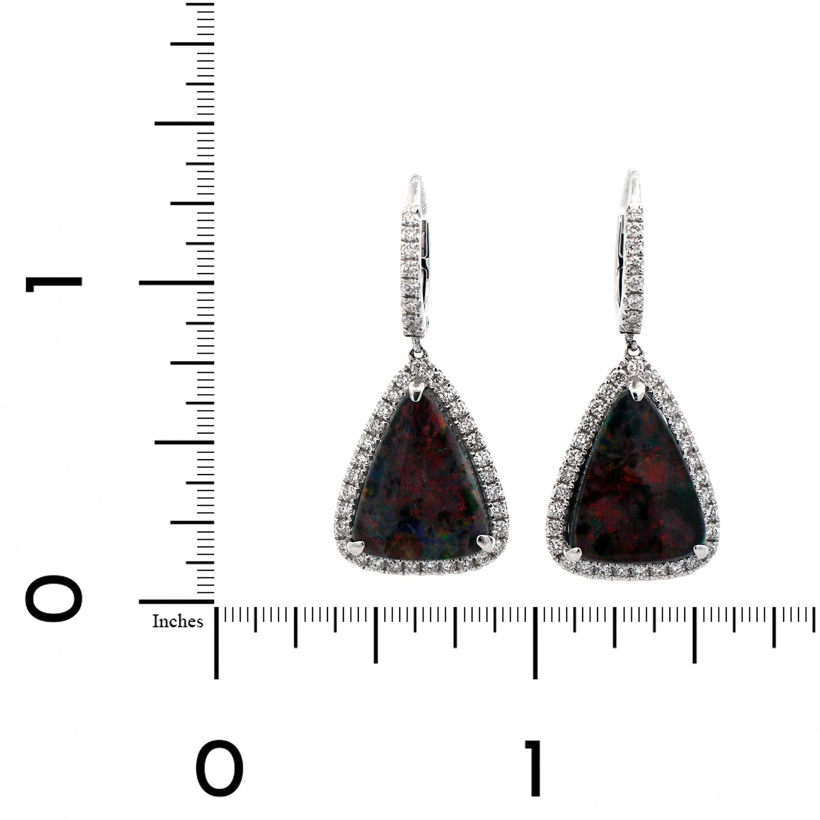 18K White Gold Opal and Diamond Drop Earrings - Image 2