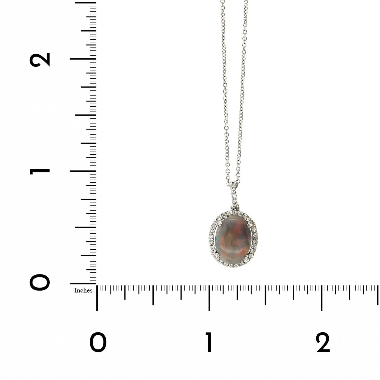18K White Gold Oval Opal and Diamond Pendant - Image 4